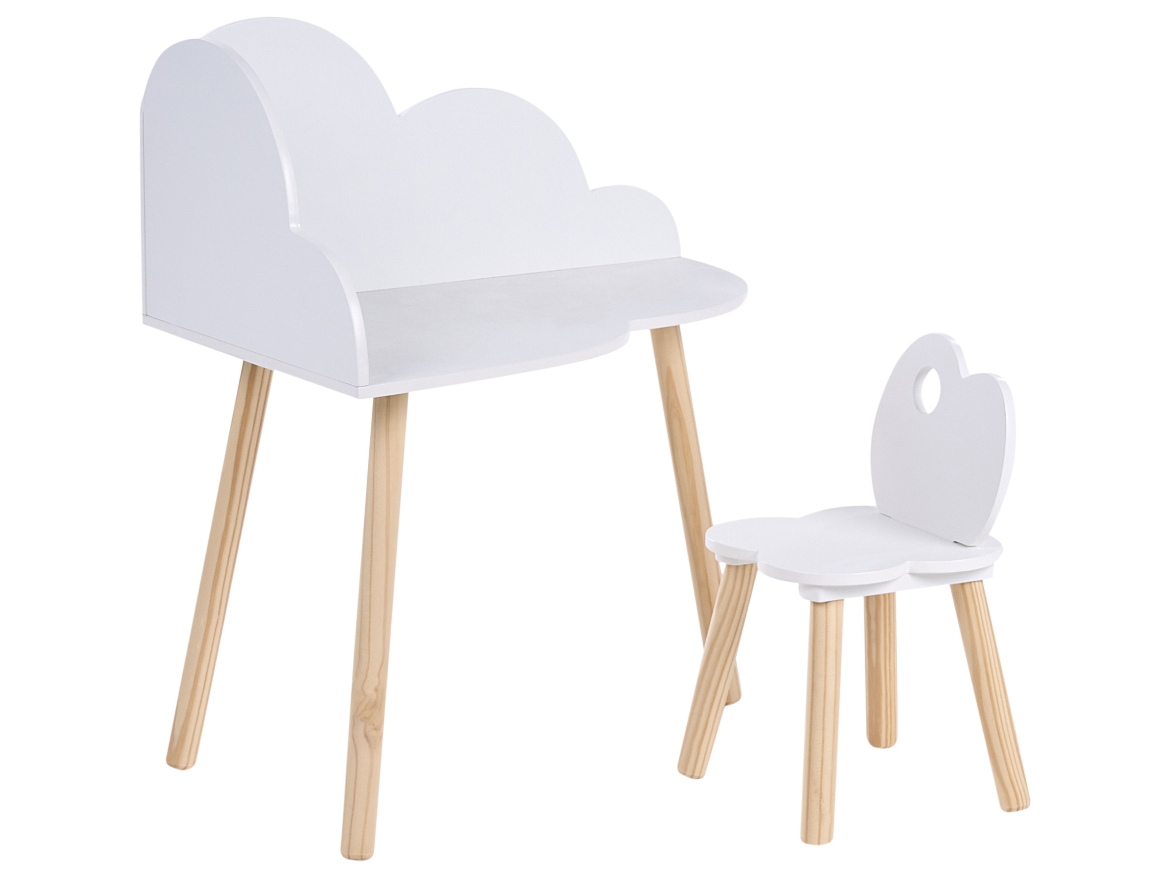 Kids Table and Chair Set CLOUDY White