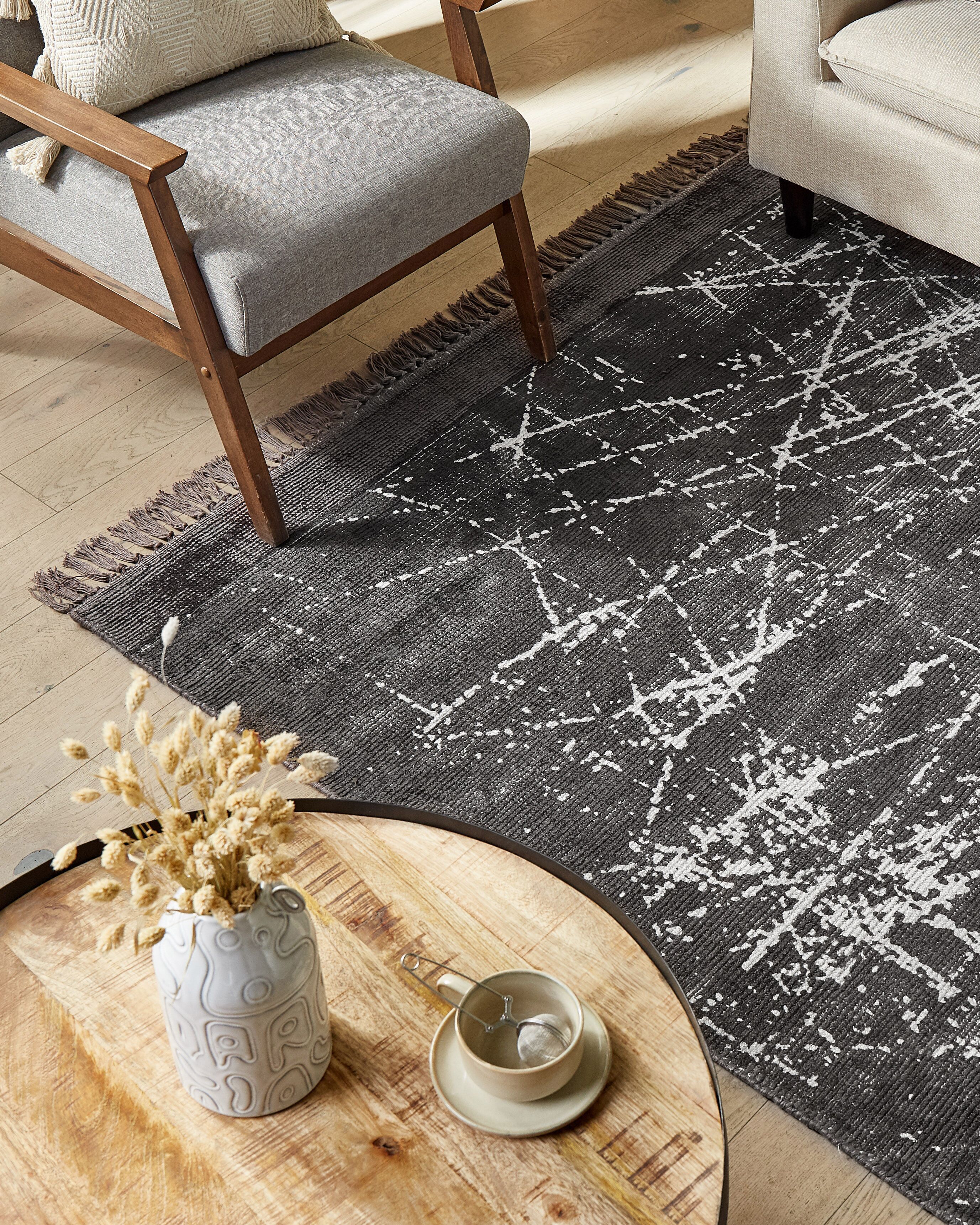Rug HANLI Dark Grey 160 x 230 cm Viscose