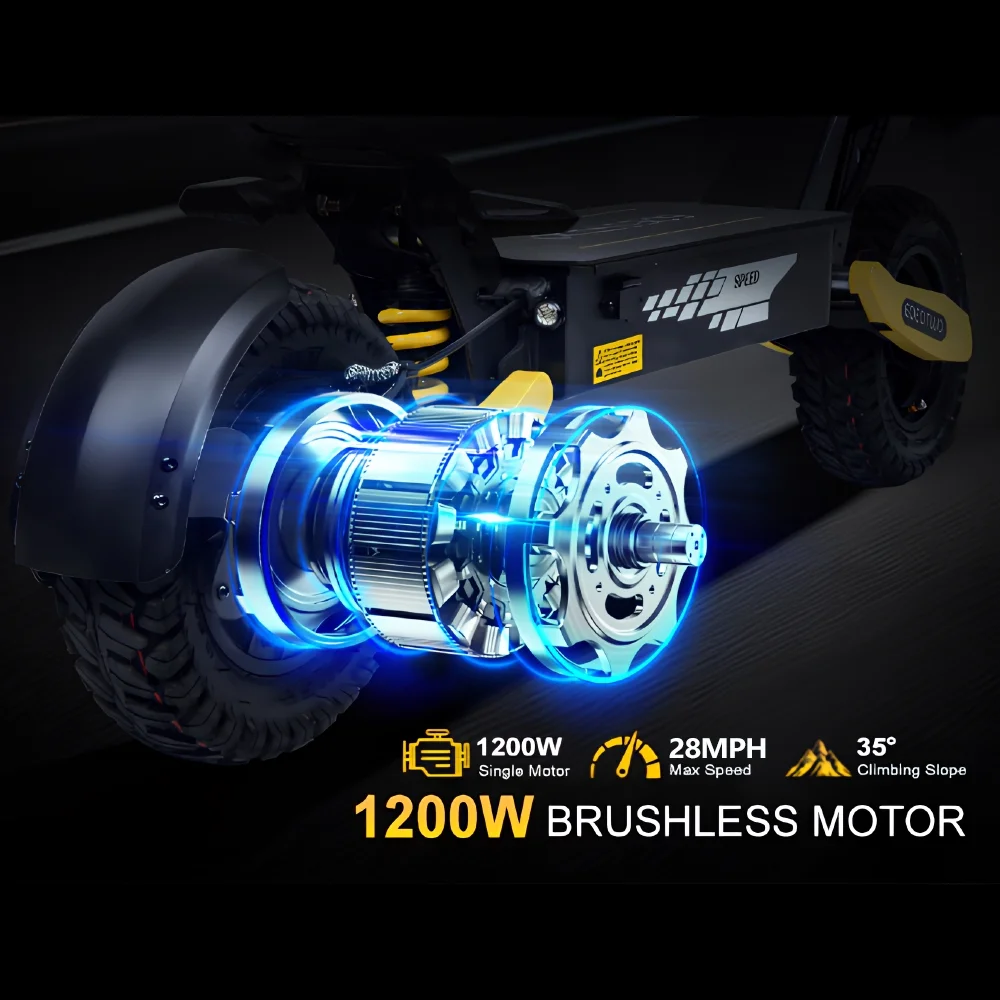 Off Road Electric Scooter for Adults, 1200W Motor Fast E Scooter, Up to 28MPH Top Speed & 20Miles Long Range, 11" Off-Road Tires, 330lbs MAX Load, Foldable - Image 2