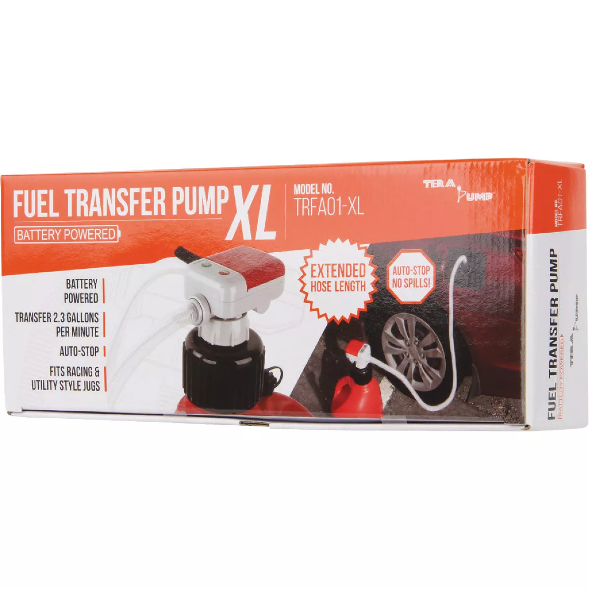 Tera Pump Battery Powered Fuel Transfer Pump with XL Vinyl Hose and U-Jug Adapter