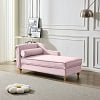 60.6" Velvet Chaise Lounge with Storage, Small Sofa Trimmed with Solid Metal Legs with 1 Pillow, Pink - Image 10