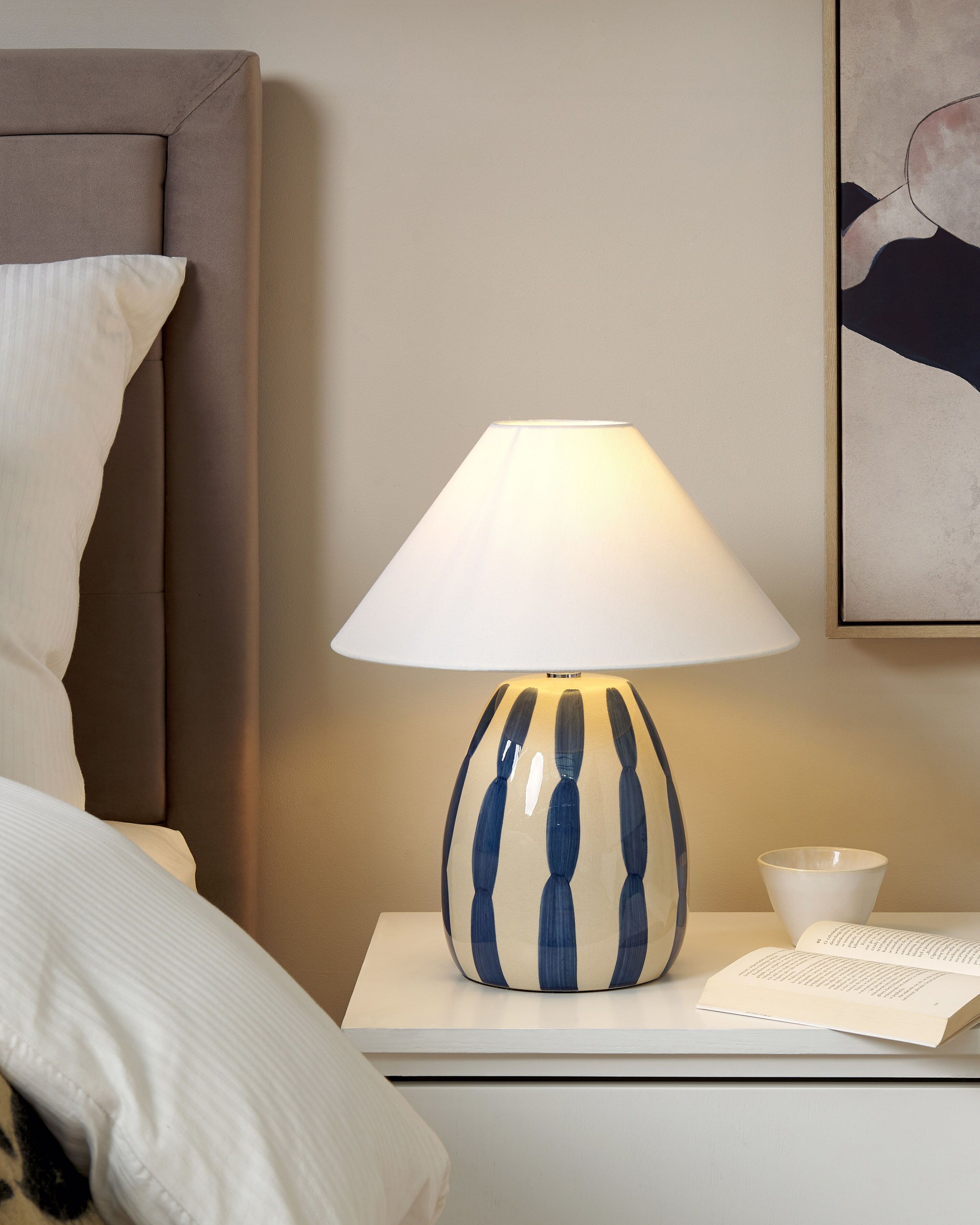 Table Lamp LUCHETTI Ceramic White/ Blue