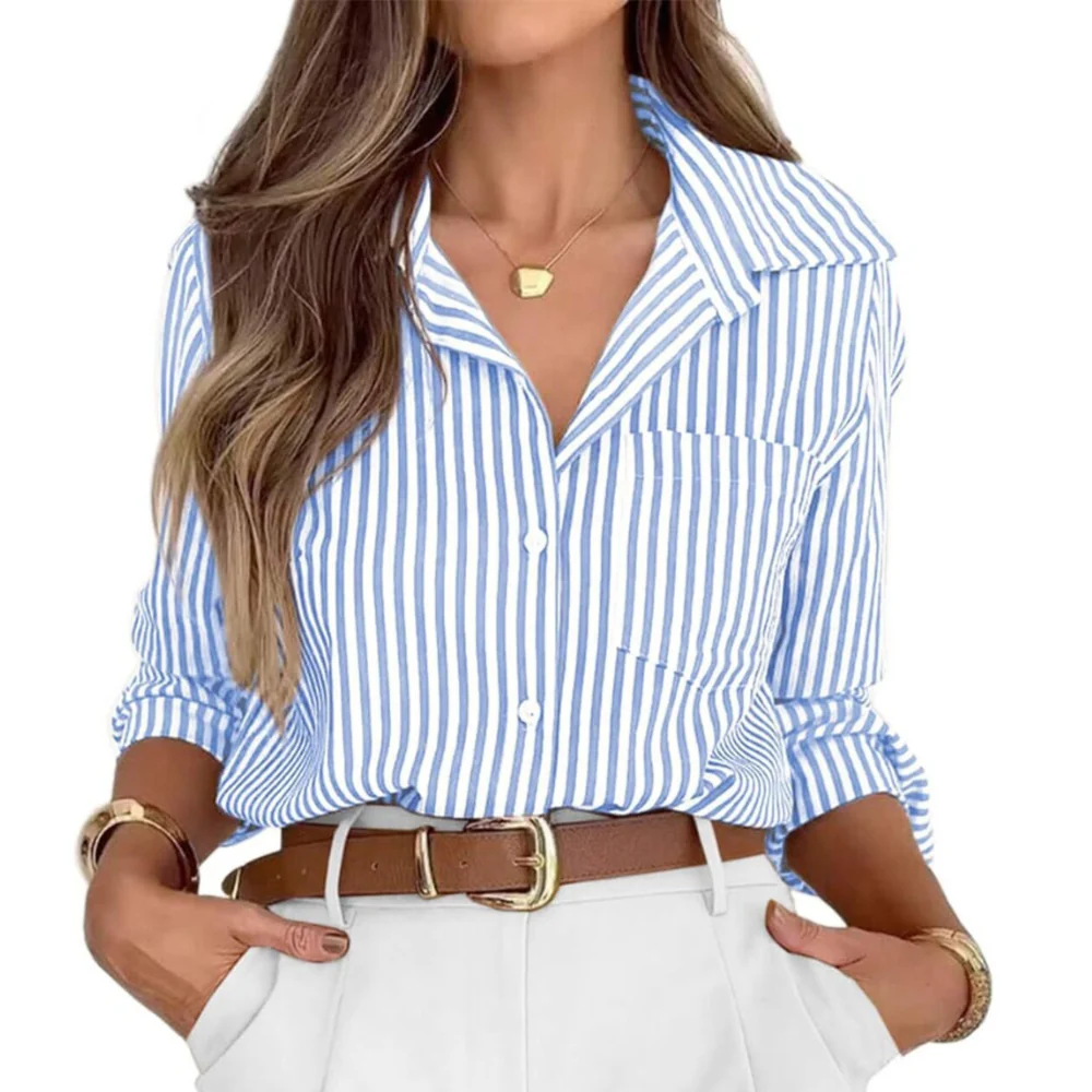 Striped Button-Down Long Sleeve Shirt - ZKZOOK