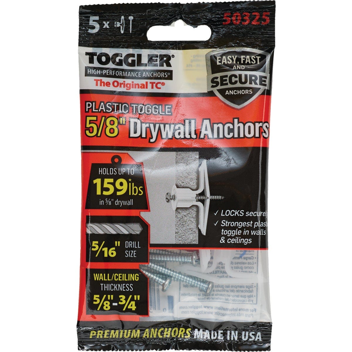 Toggler Snaptoggle #8 x 1-3/4 In. Zinc-Plated Steel Toggle Bolts (5-Count)