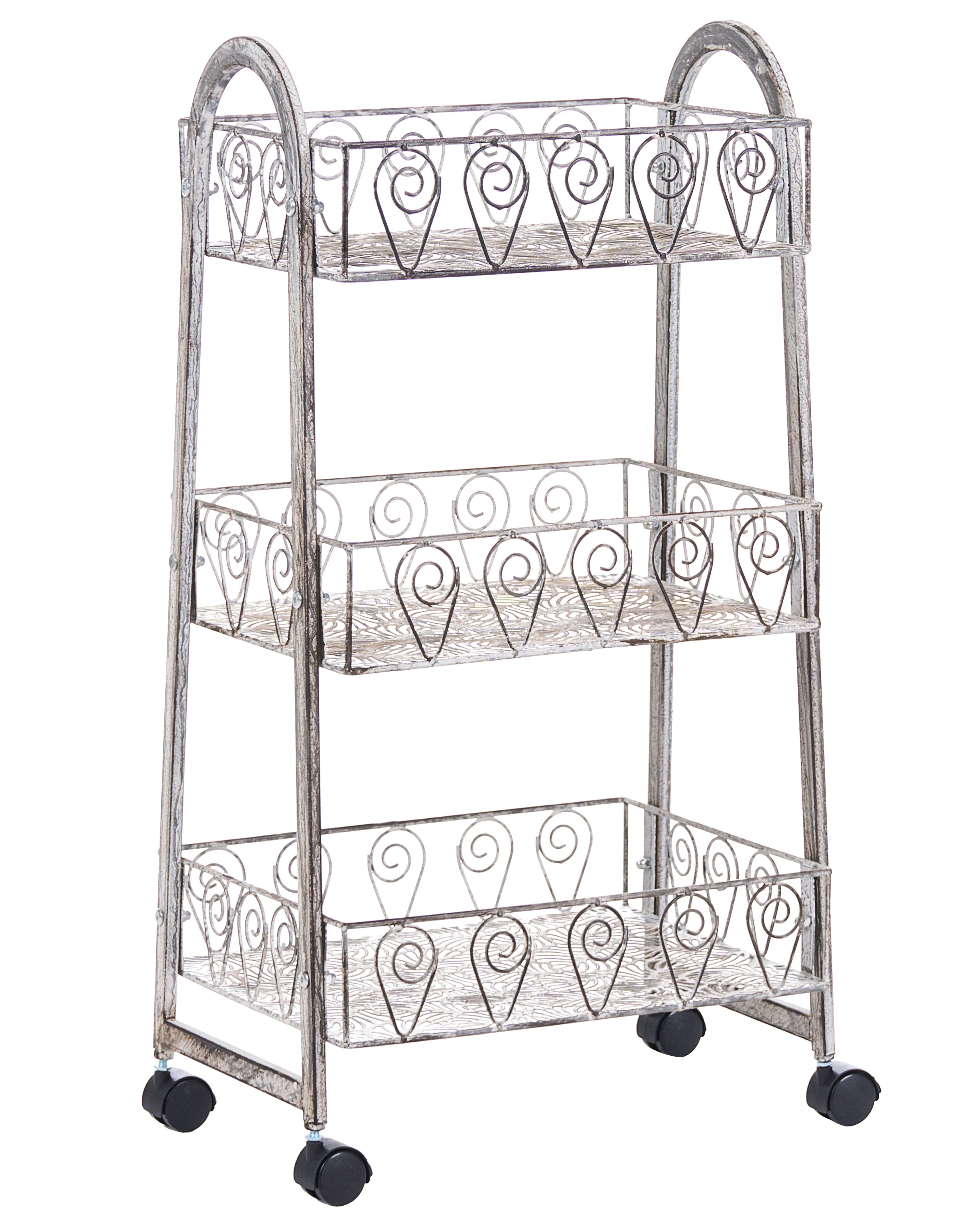 Storage Trolley VALPARAISO Metal Grey with Wheels