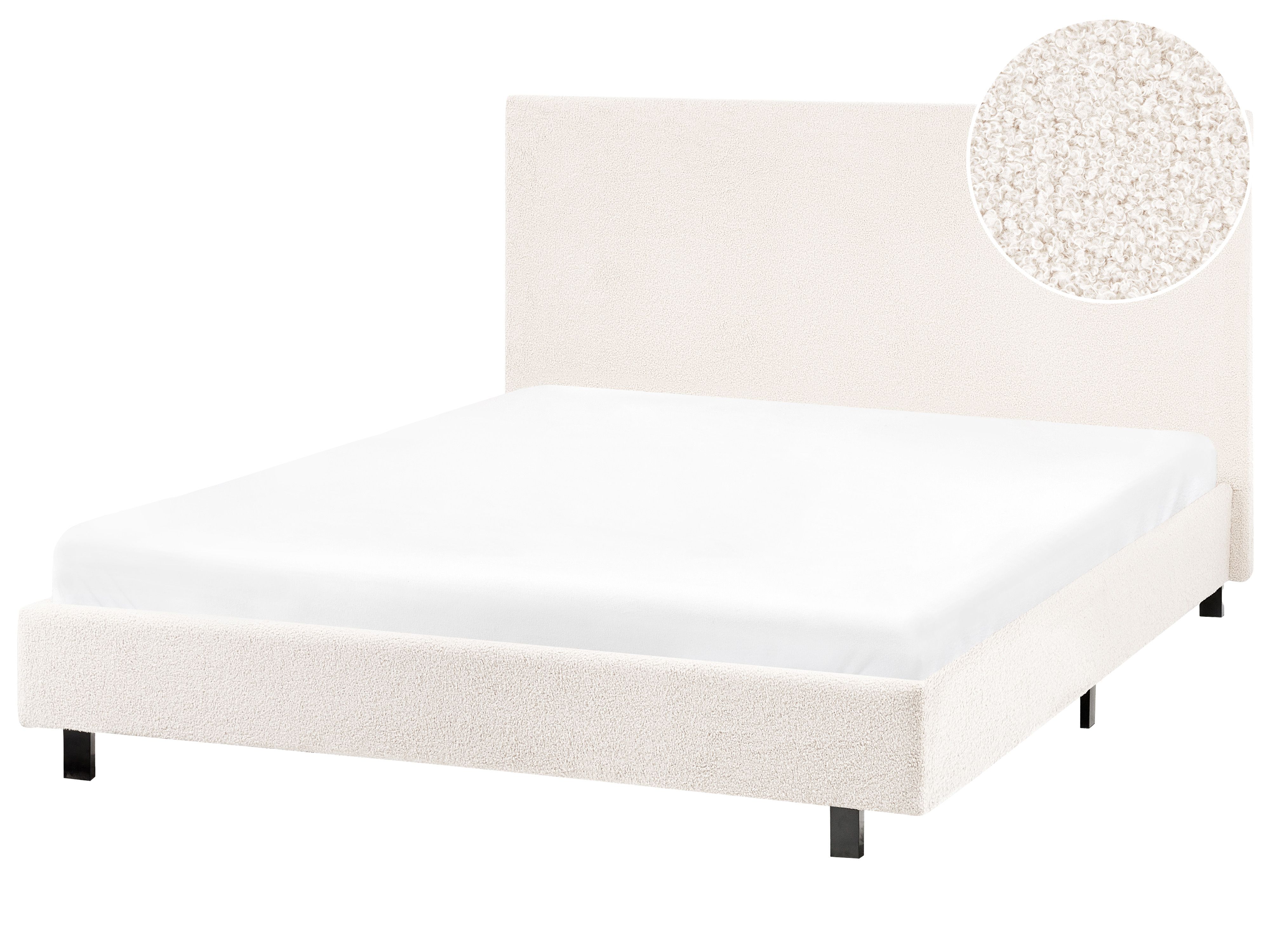Bed Boucle ALBI 120 x 200 cm (EU Small Double) Off-White
