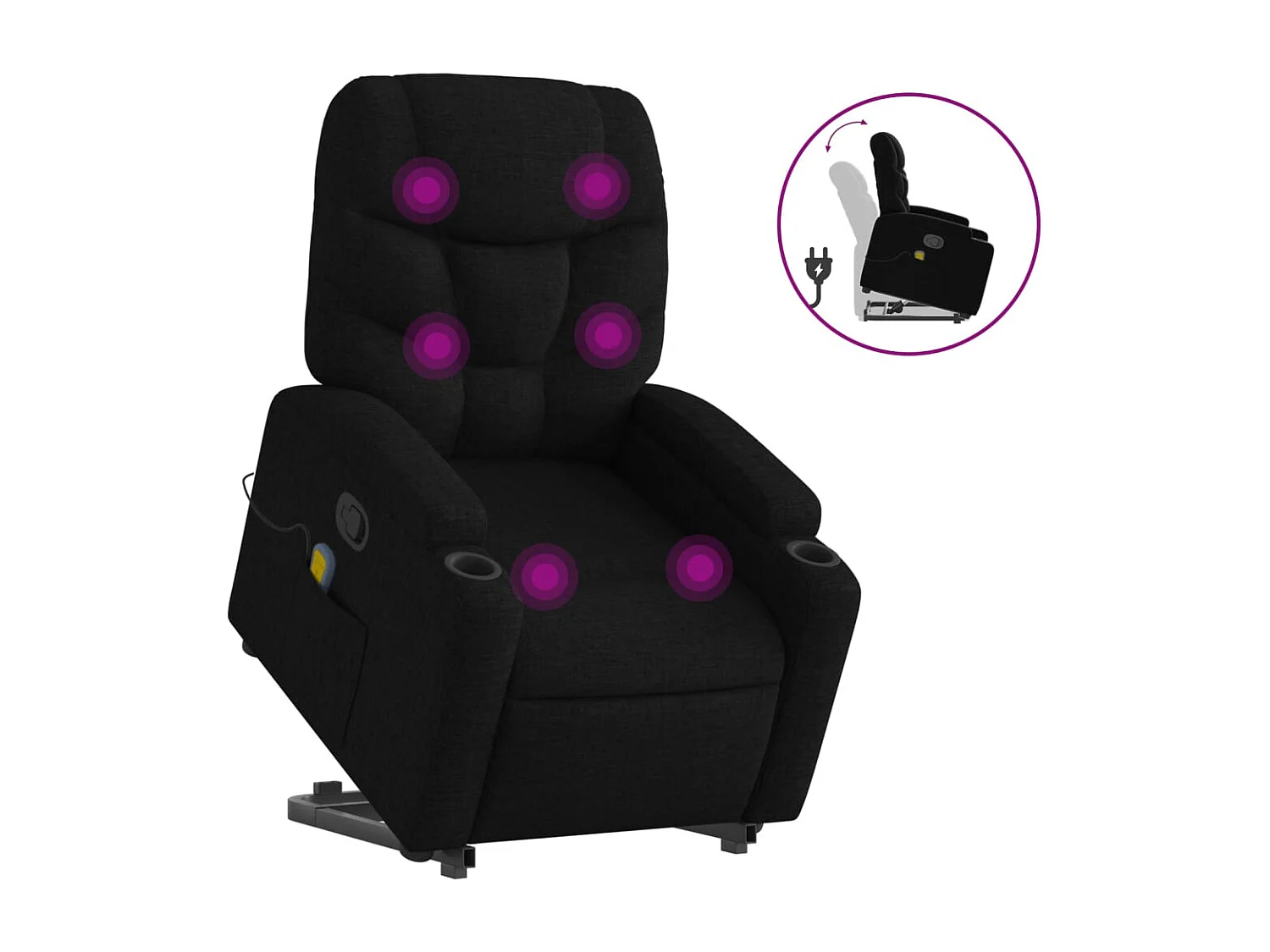 Fauteuil inclinable-Chaise de relax-Fauteuil de Massage Noir Tissu SHL1623