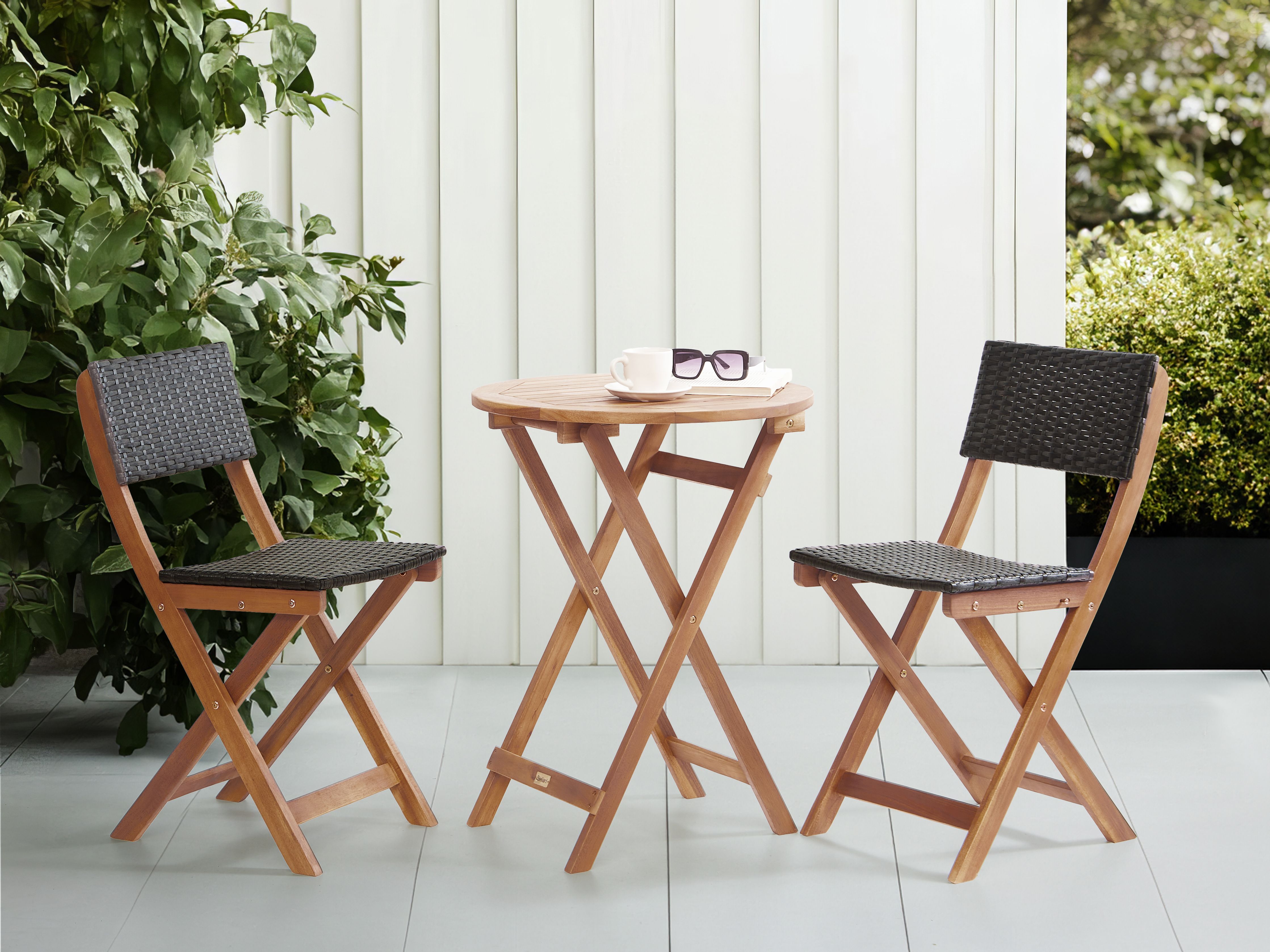 Bistro Set RIVAROTTA Acacia Wood Brown/ Black