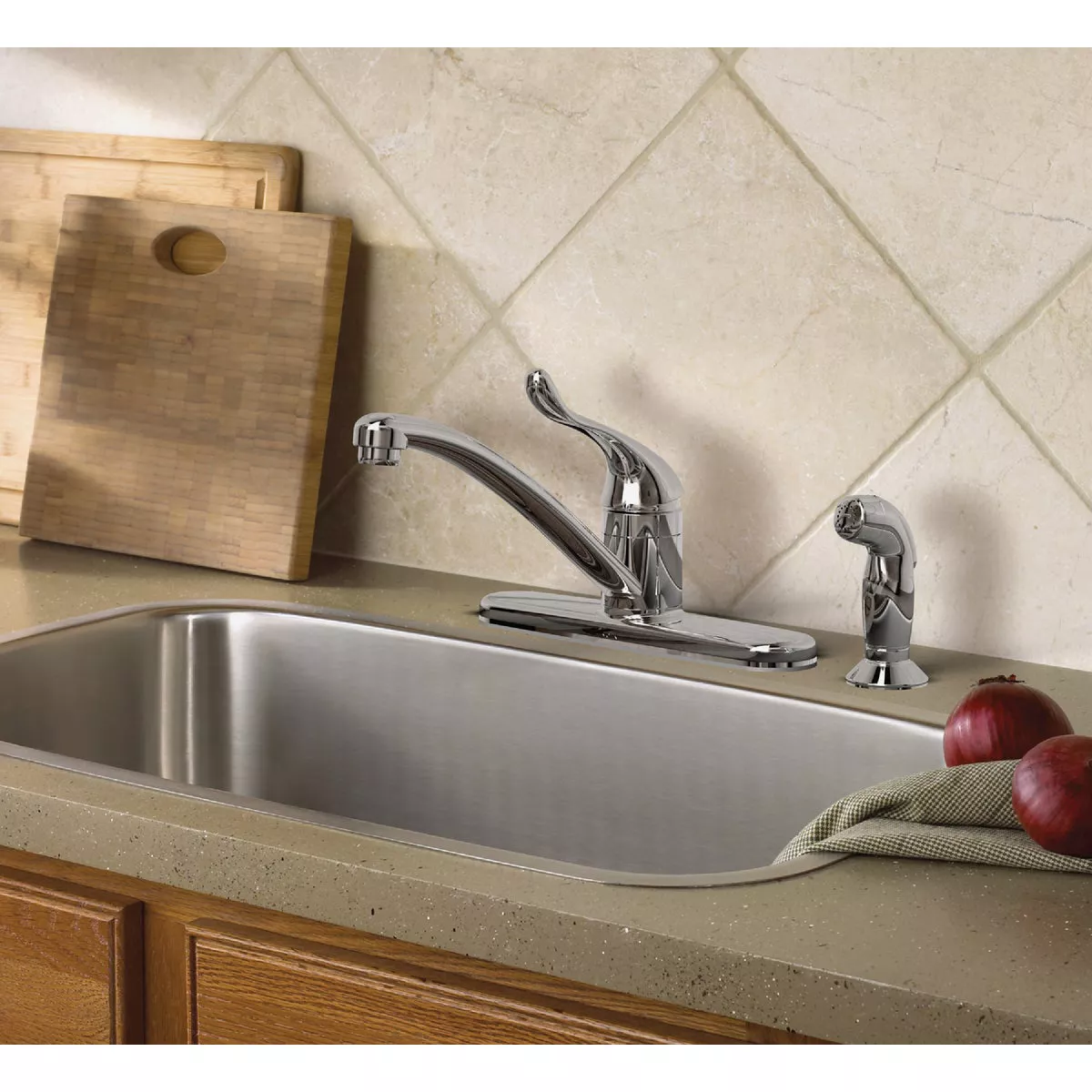 Moen Adler 1-Handle Lever Kitchen Faucet with Side Spray, Chrome