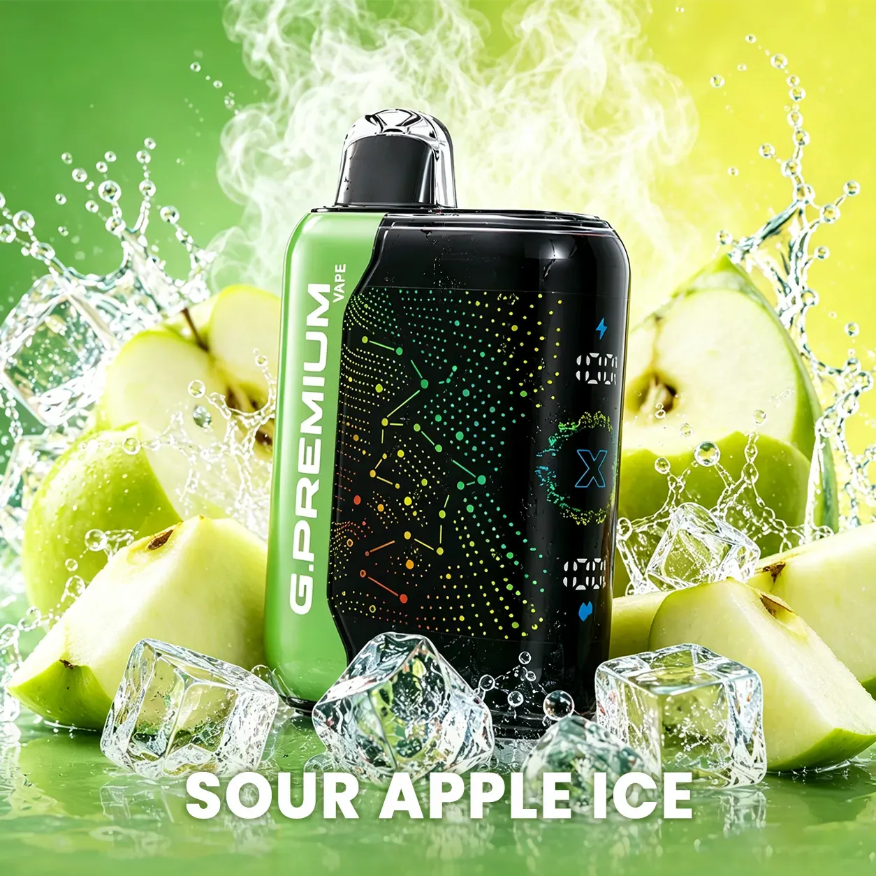 GEEK BAR PREMIUM 60 000 puffów – wariant Sour Apple Ice; 10 smaków, Dual Mesh, 28 ml, 800 mAh