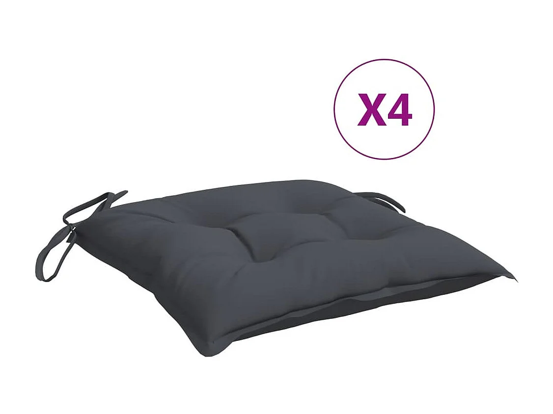 Coussins de chaise lot de 4 anthracite 50x50x7 cm tissu oxford