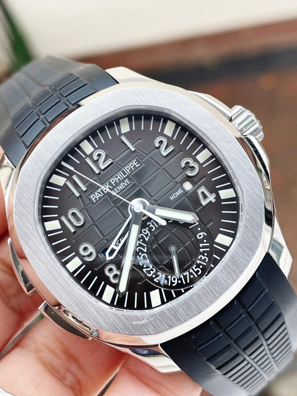 Replica PATEK PHILIPPE Aquanaut 5164A SS GRF BEST EDITION BLACK DIAL ON BLACK RUBBER STRAP A324 V2 - Top club