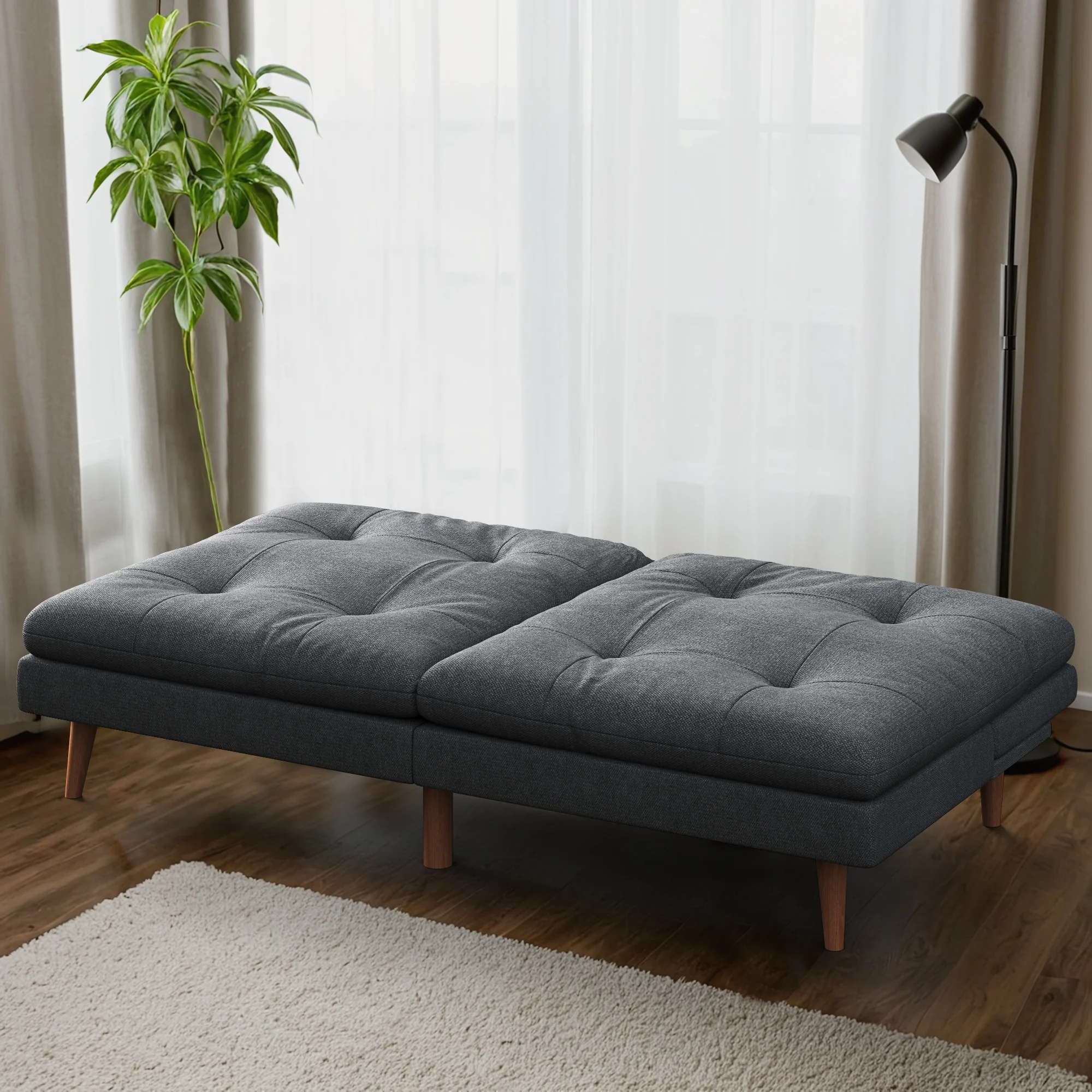 Homall Futon sofa, Two Seat Adjustable Sofa, Corduroy Fabric, Upholstered Sofa, Sofa Changeable into Bed, Leisure Reading and Games, Green - Image 20