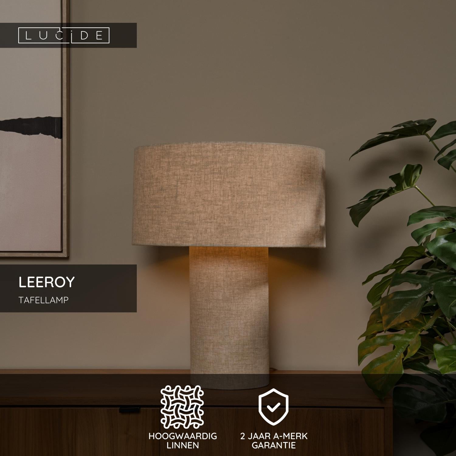 Lucide LEEROY Tafellamp - Taupe