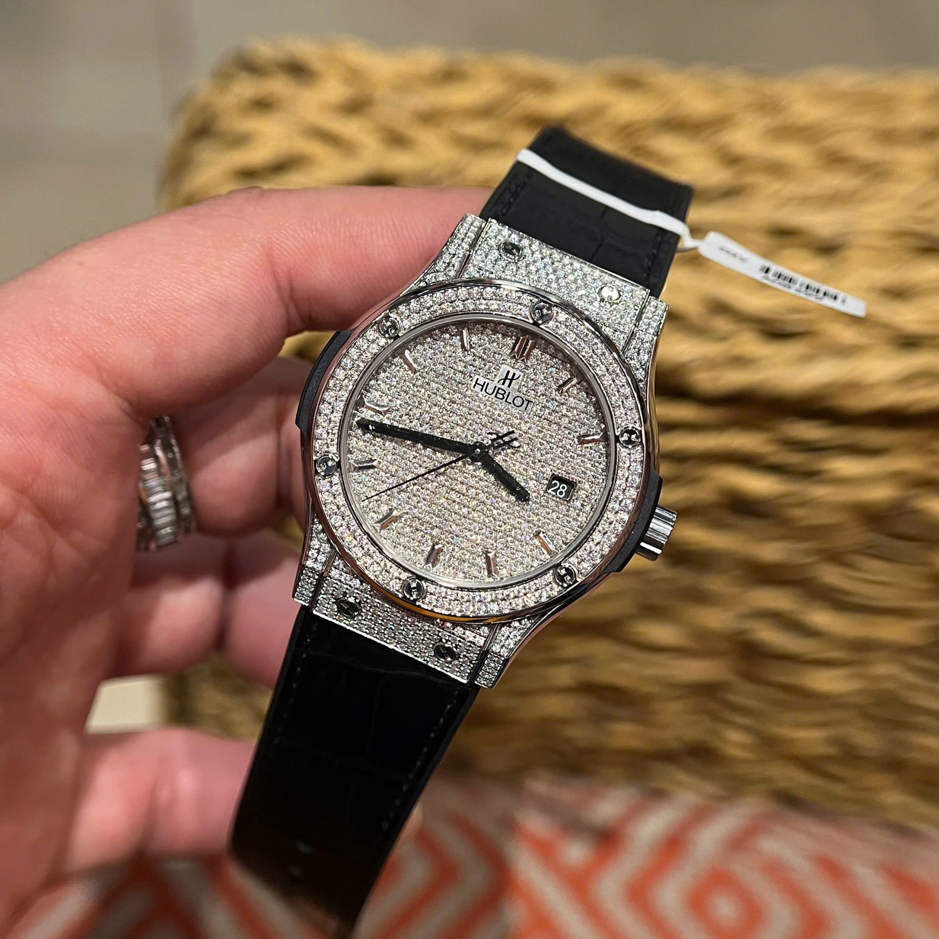 Hublot Classic Fusion Titanium Diamonds Pav�� Customs Full Moissanite Imitation Luxury Watches 42mm - Top club