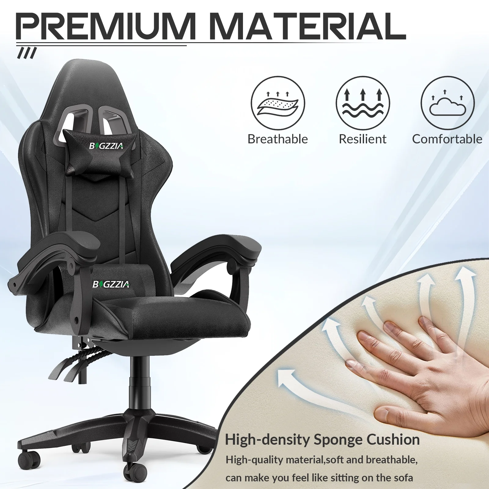Bigzzia Gaming Chair with Footrest, Gaming Chair for Adult with Headrest and Lumbar Support,Red - Image 51
