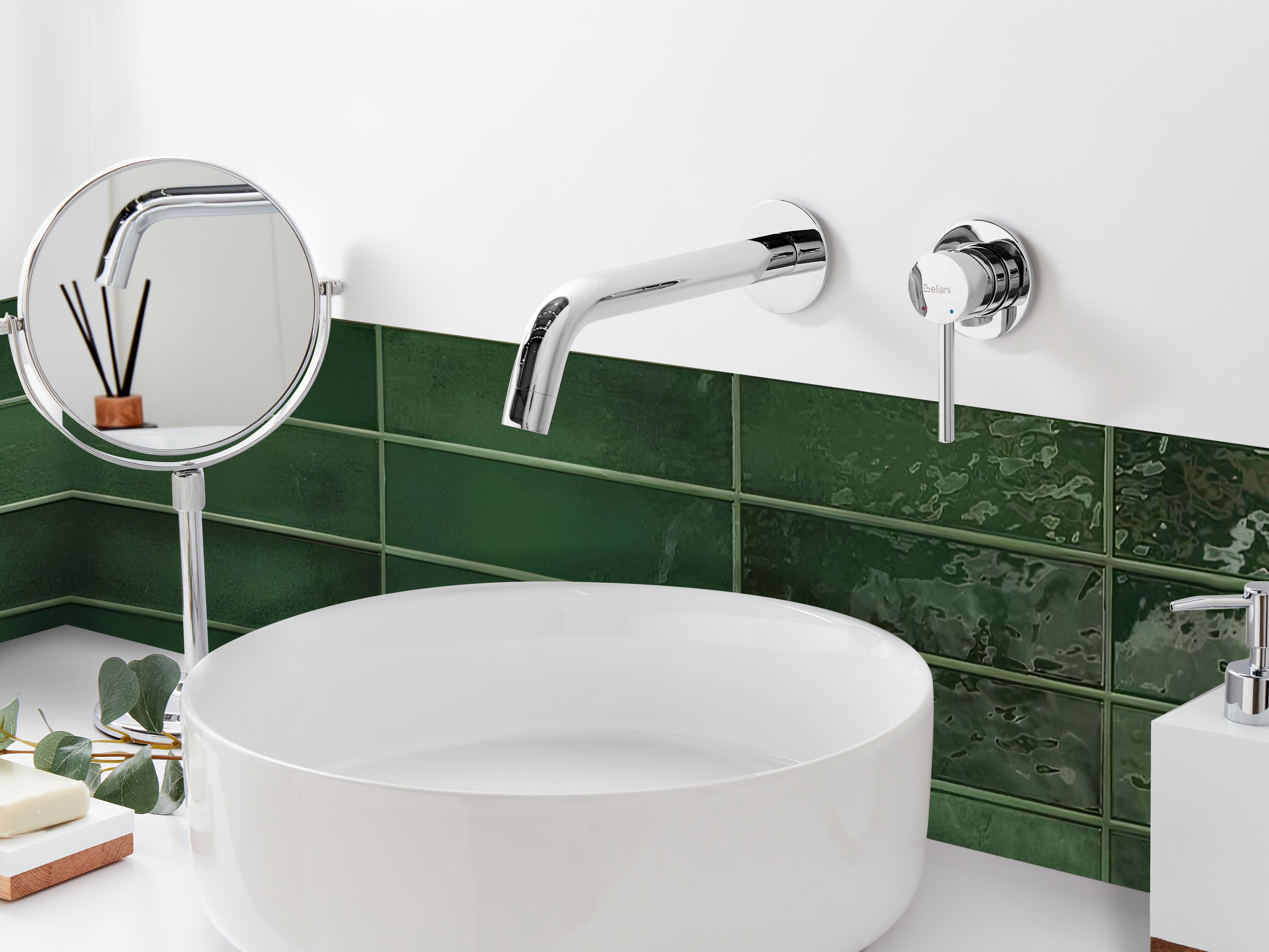 Wall Mounted Basin Mixer Tap TRAFUL Brass Silver