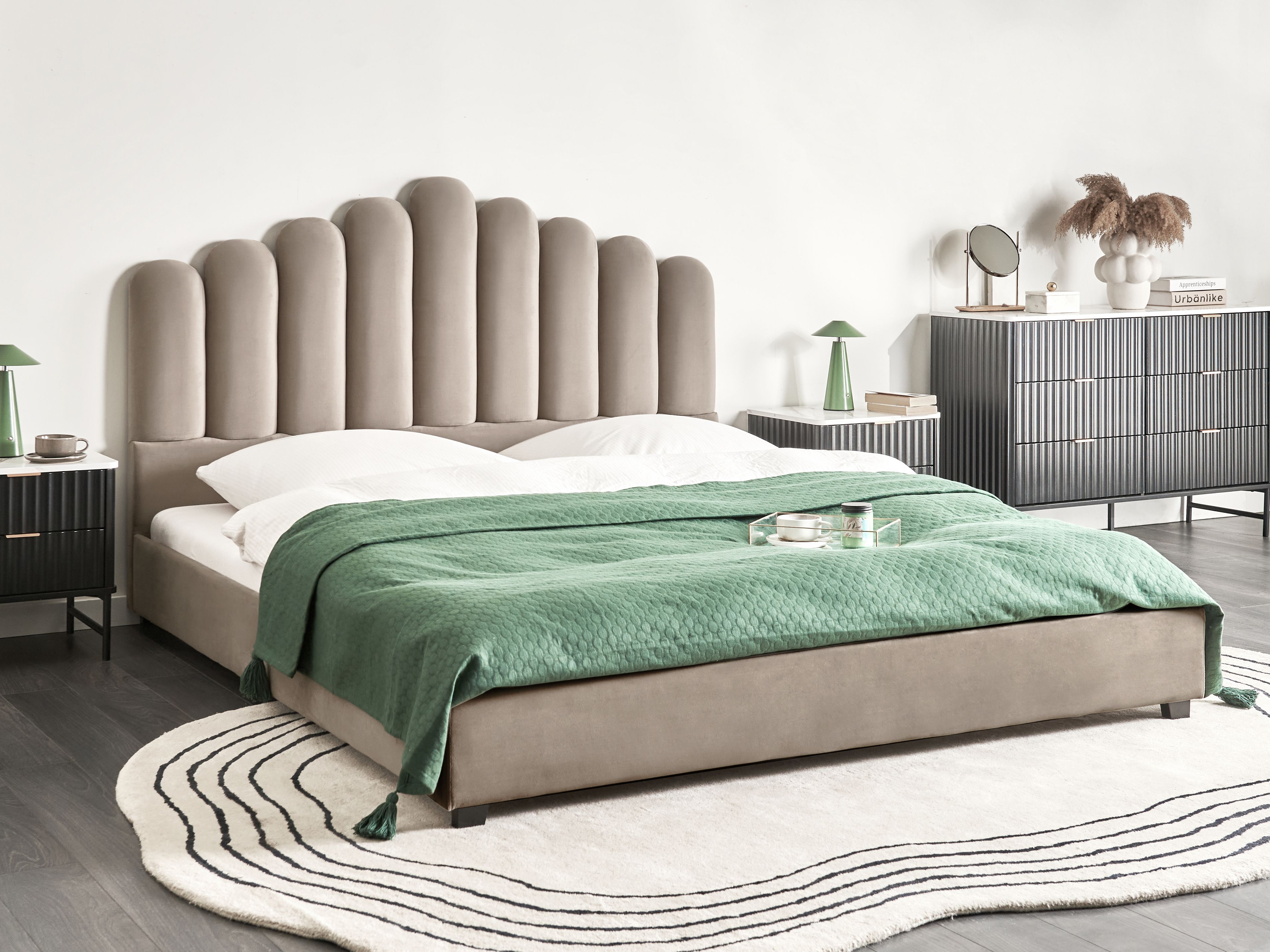 Bed Velvet VINCENNES 180 x 200 cm (EU Super King) Taupe