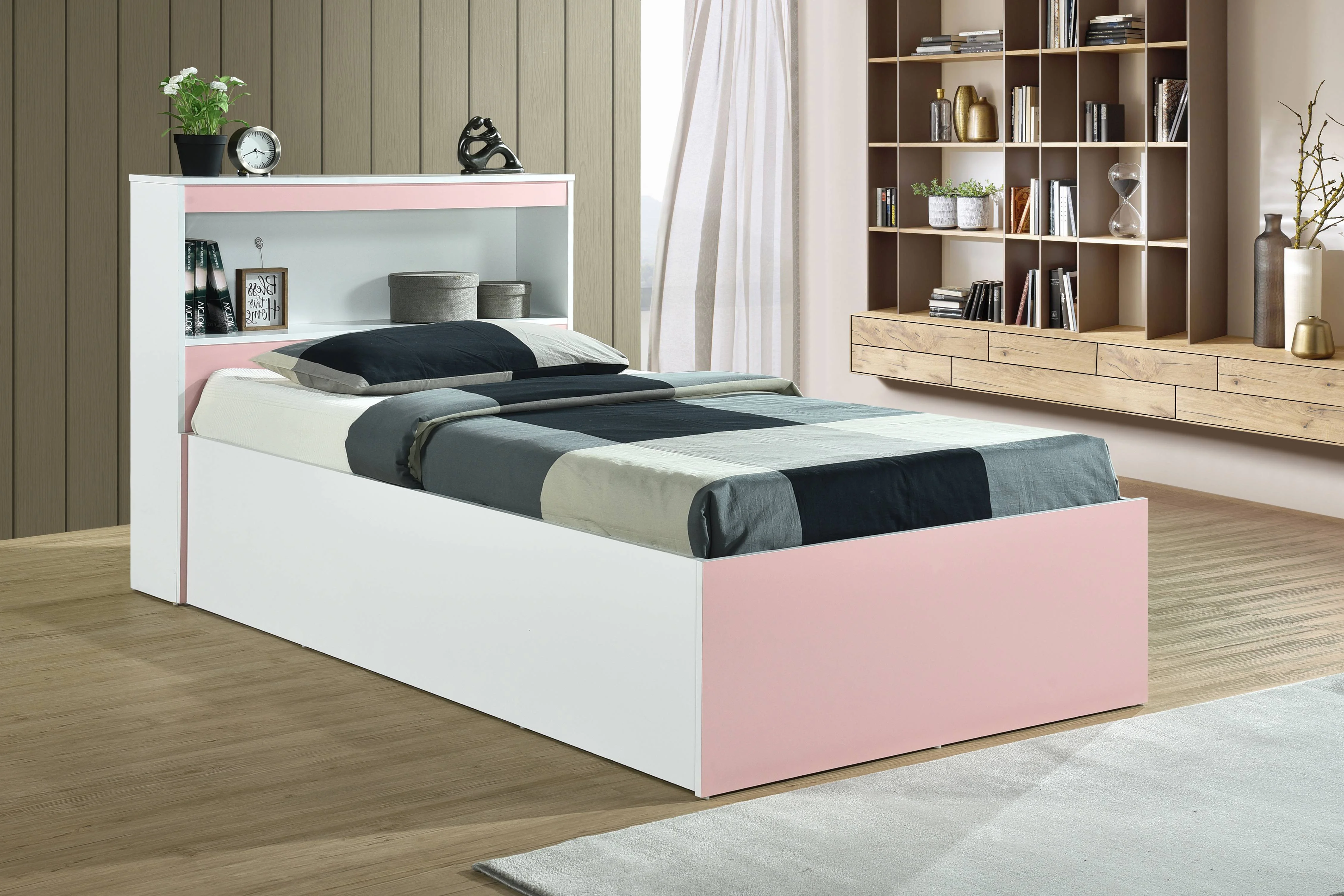 Hodedah Twin-Size Captain Bed with 3-Drawers and Headboard in White - Image 21