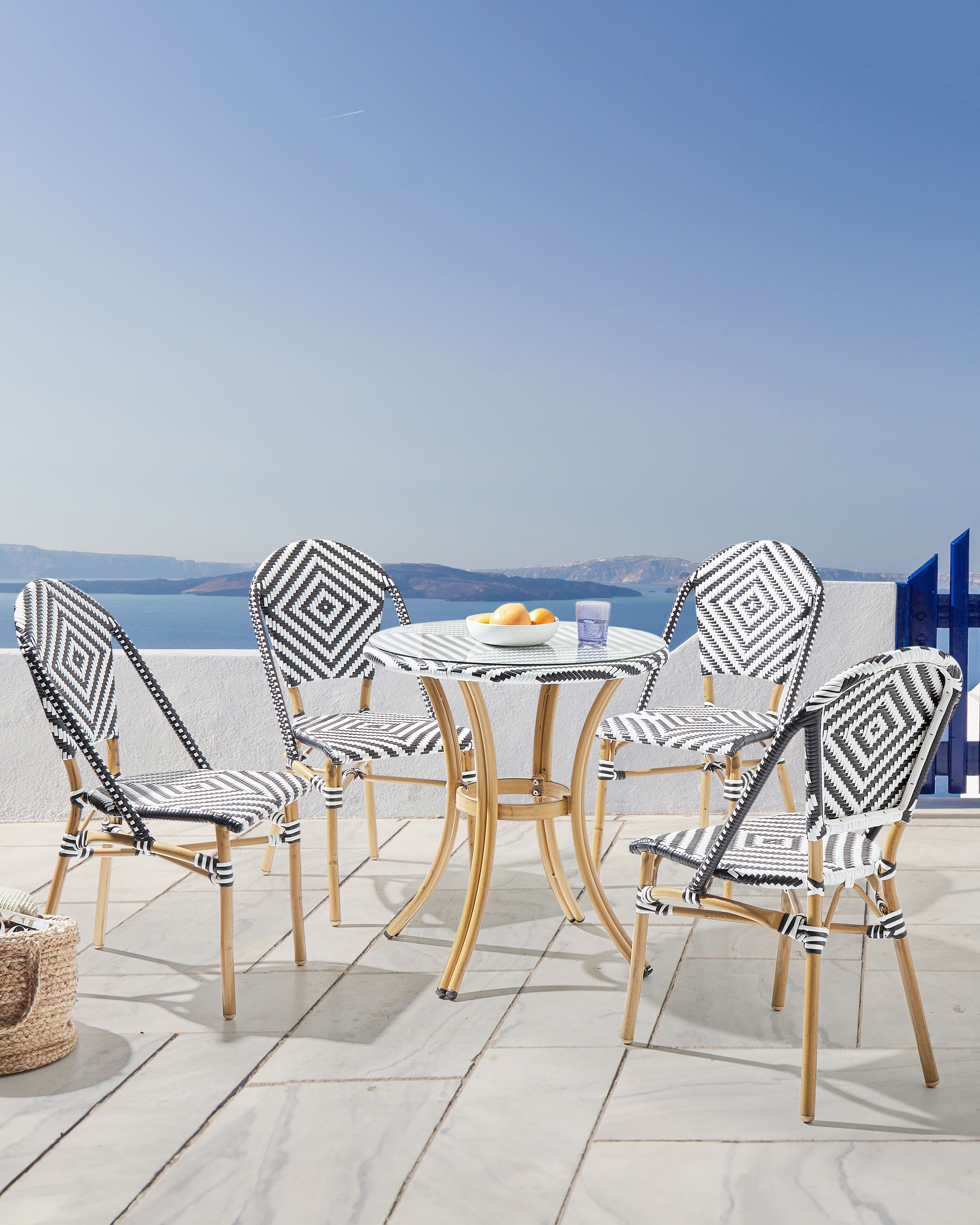 Set of 4 Chairs RIFREDDO PE Rattan Black/ White