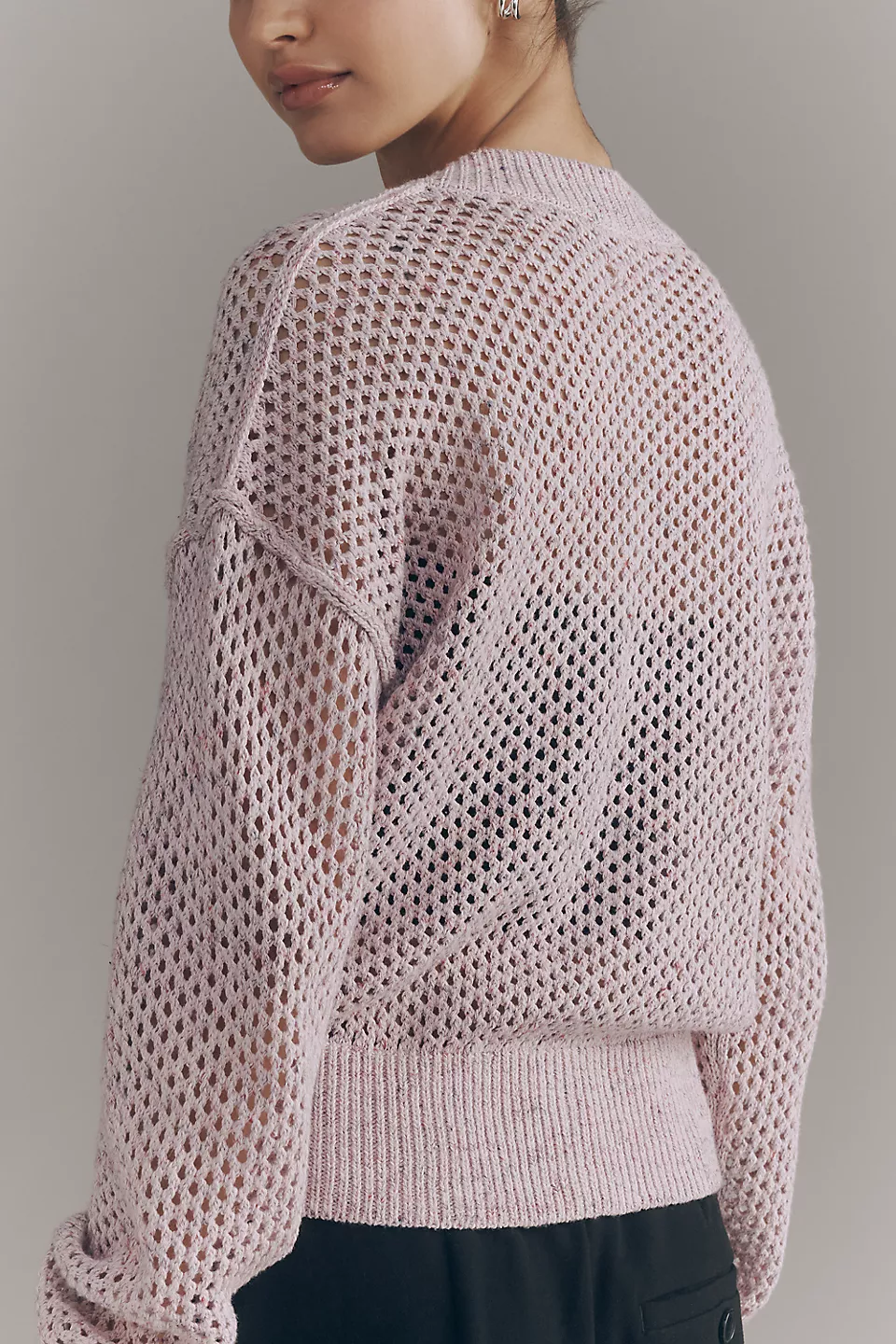 Open-Knit Bomber Cardigan - Scallop Shell
