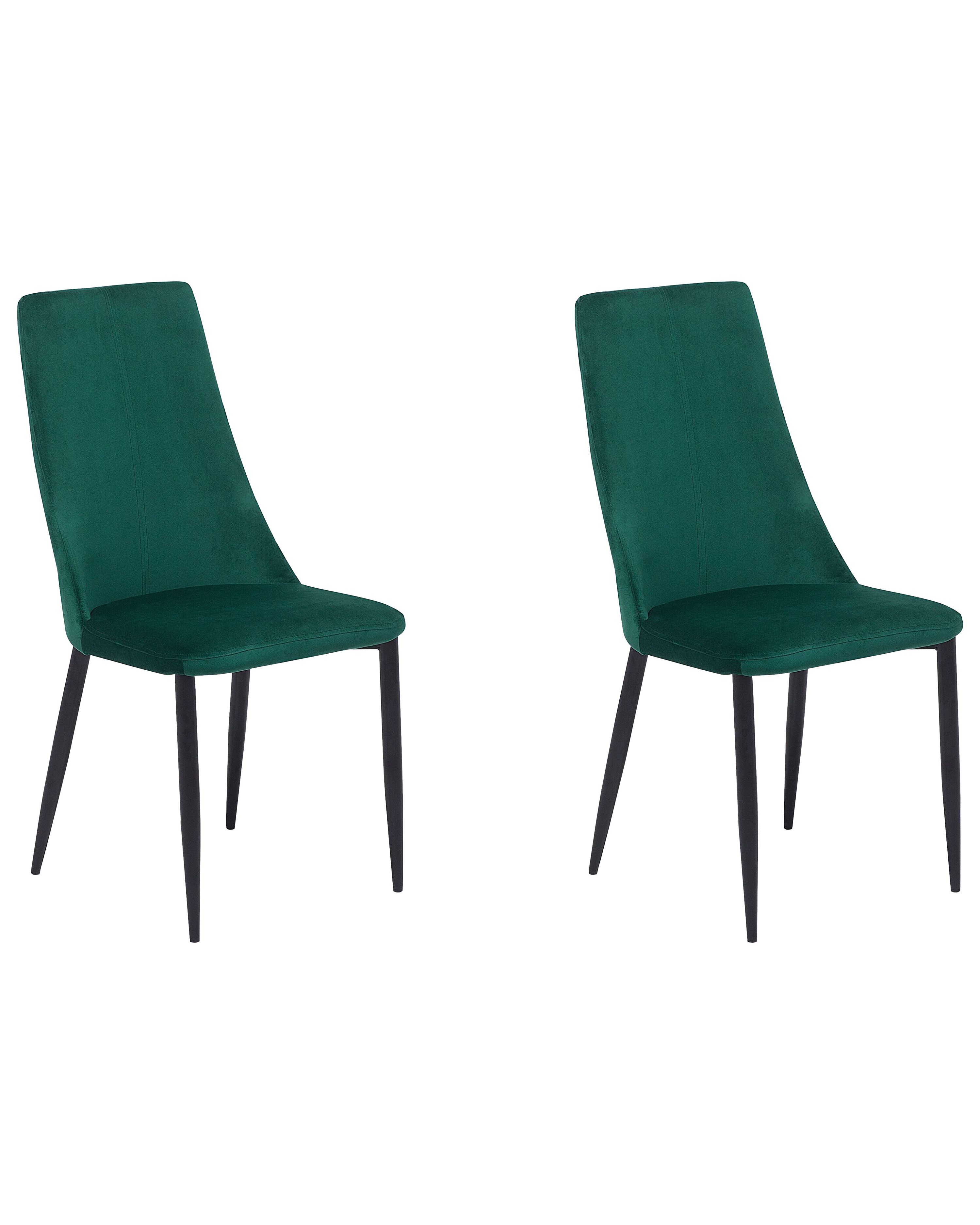Set of 2 Dining Chairs CLAYTON Velvet Emerald Green