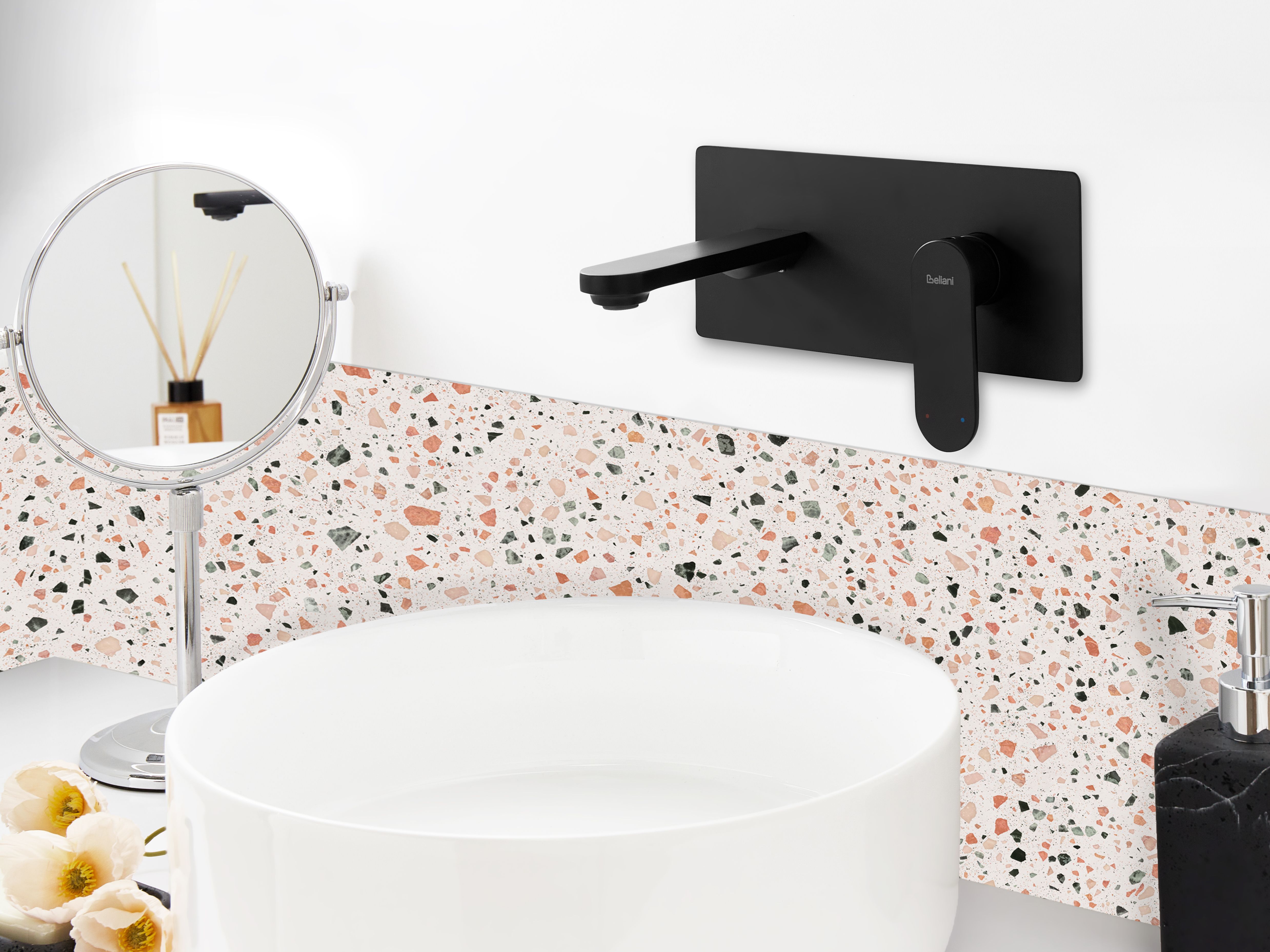 Wall Mounted Basin Mixer Tap CHUNGARA Brass Black