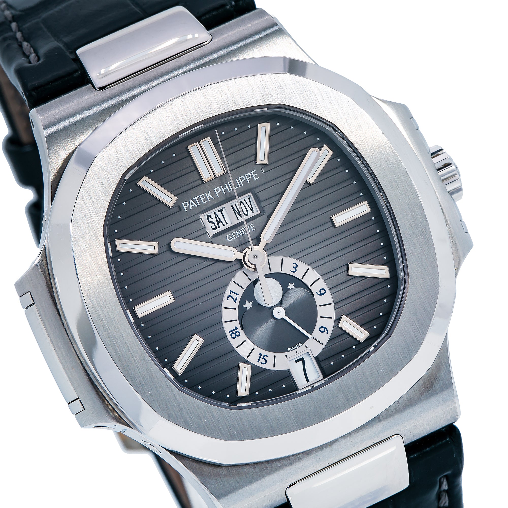 Patek Philippe Nautilus 5726A-001 40MM Black Dial With Leather Bracelet(1:1 replica) - Top club