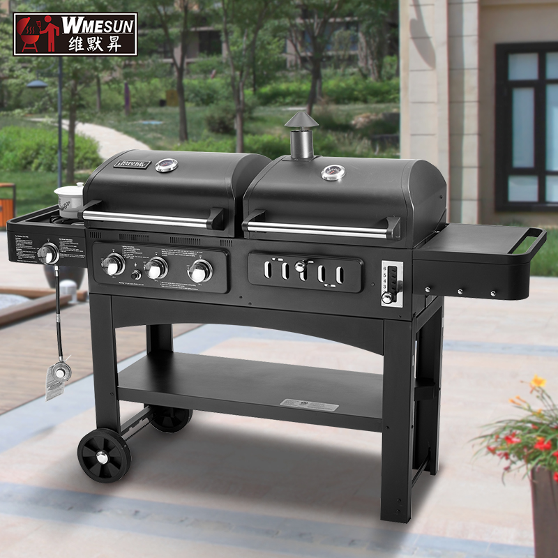 Cross-Border Outdoor Charcoal Gas Barbecue Grill Dual-Purpose Household Large Smokeless Grill Hotel Villa Courtyard Combo