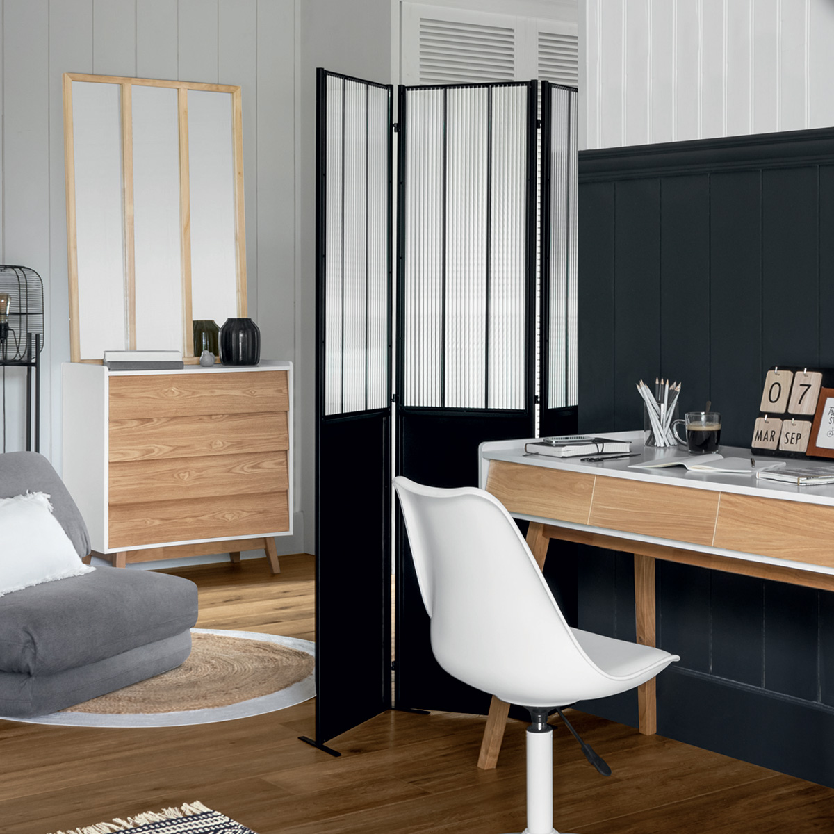 Screen "Atelier" Metal and glass, H.170 cm