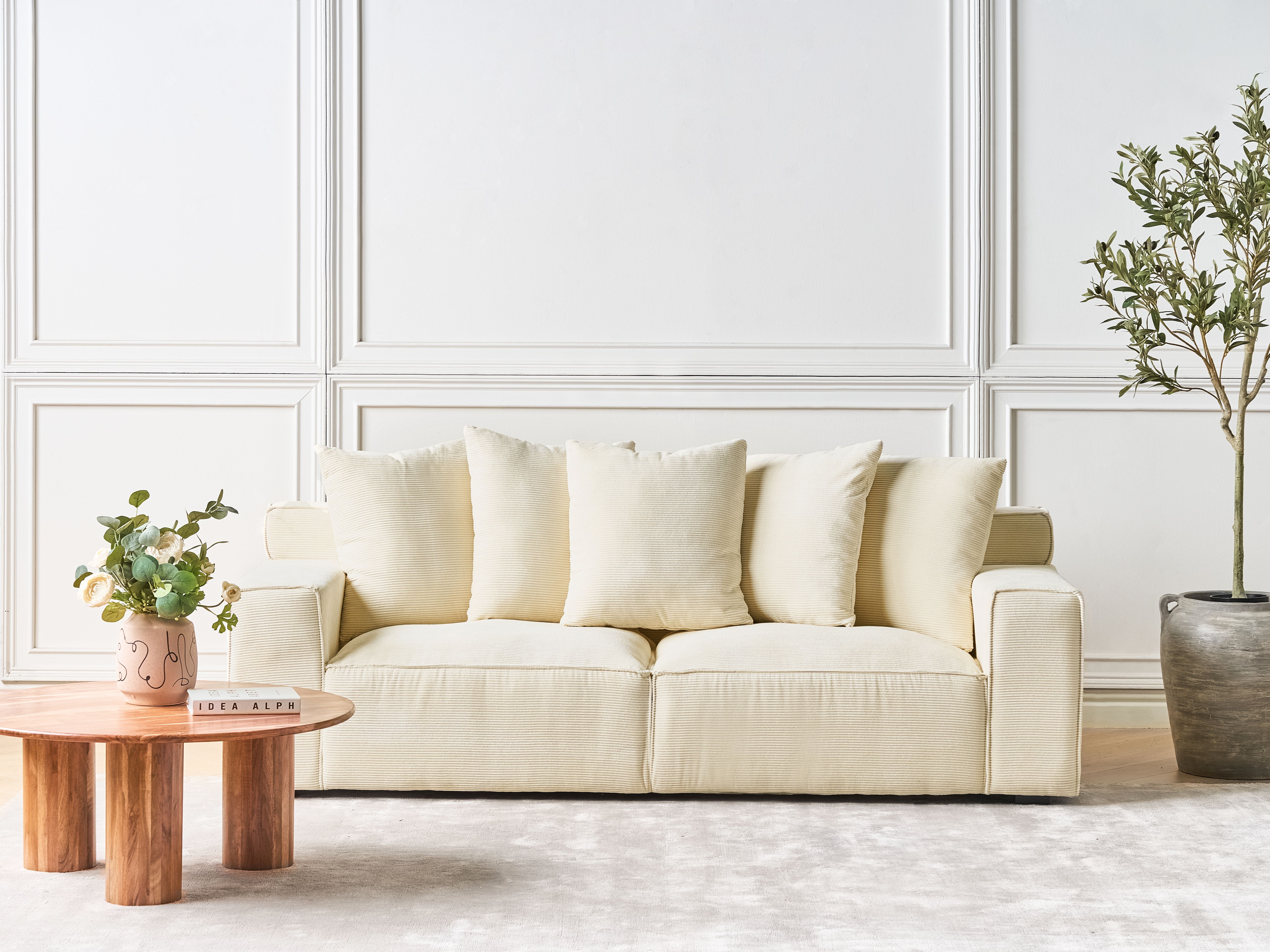 Sofa 3 Seater VISKAN Corduroy Light Beige