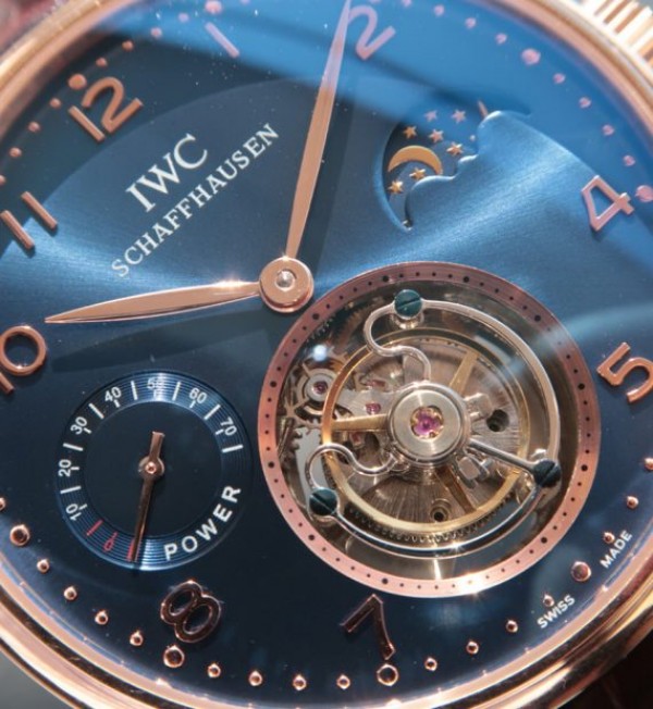 Replica IWC Portuguese Tourbillon Power Reserve Moonphase RG Blue Dial - Top club