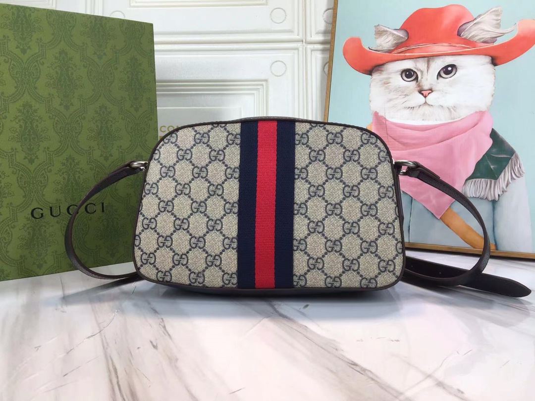 Replica Gucci Ophidia Double G Shoulder Bag- Black/White1:1High-quality replica