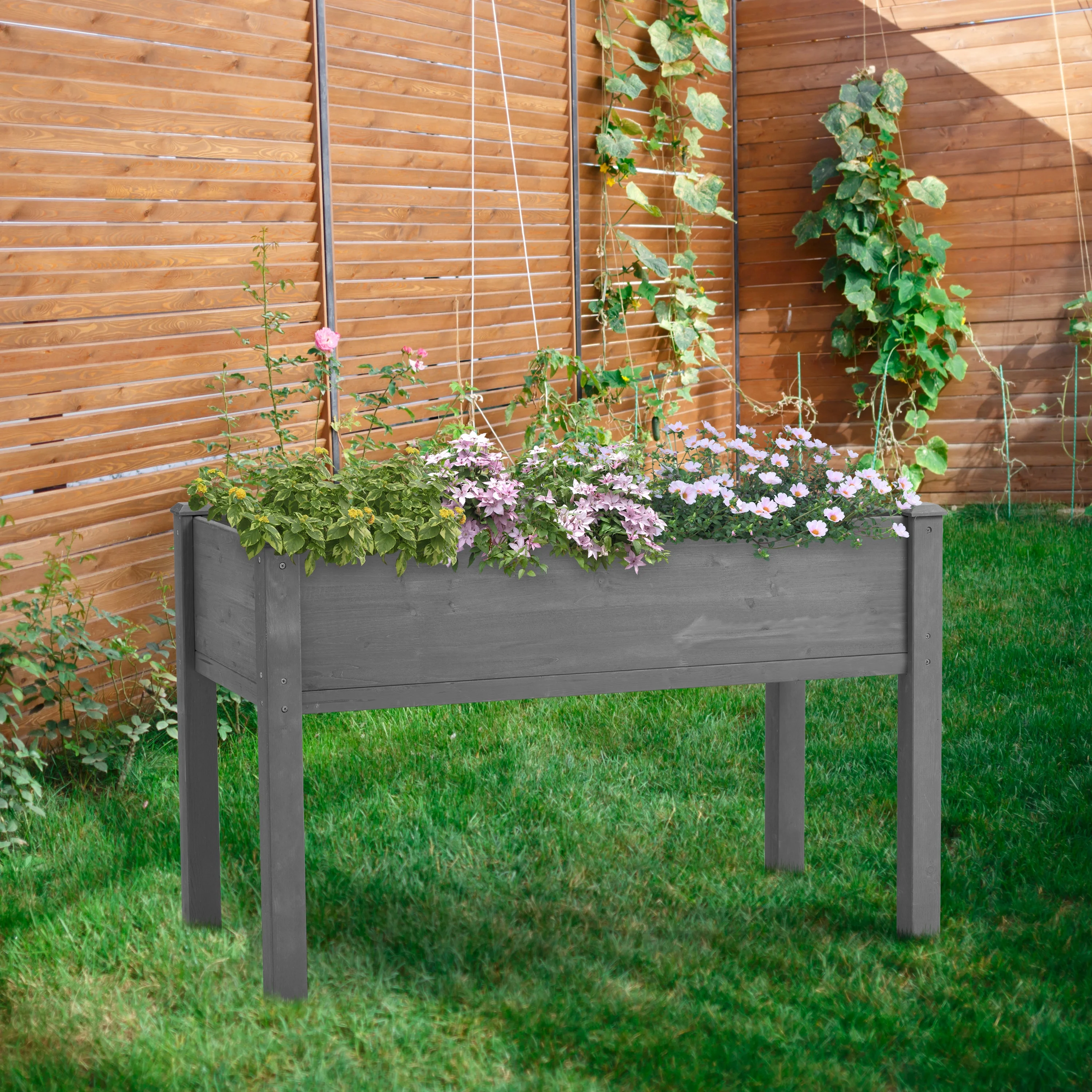 Segmart Planter Box with Legs, Outdoor Wood Elevated Garden Bed, Elevated Garden Bed for Vegetables Flower Herb Patio, SS2243
