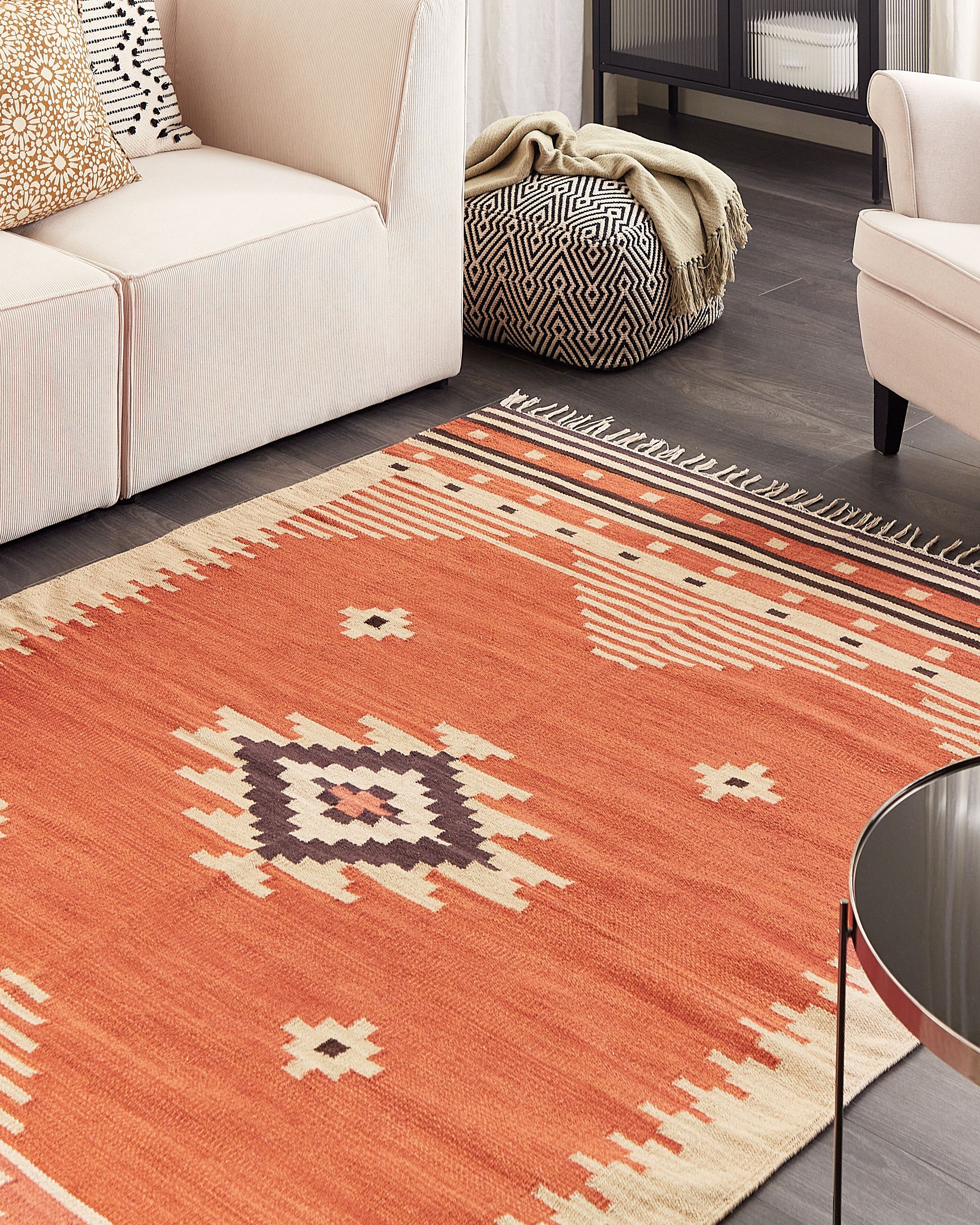 Rug GAVAR Orange 160 x 230 cm Cotton Kilim