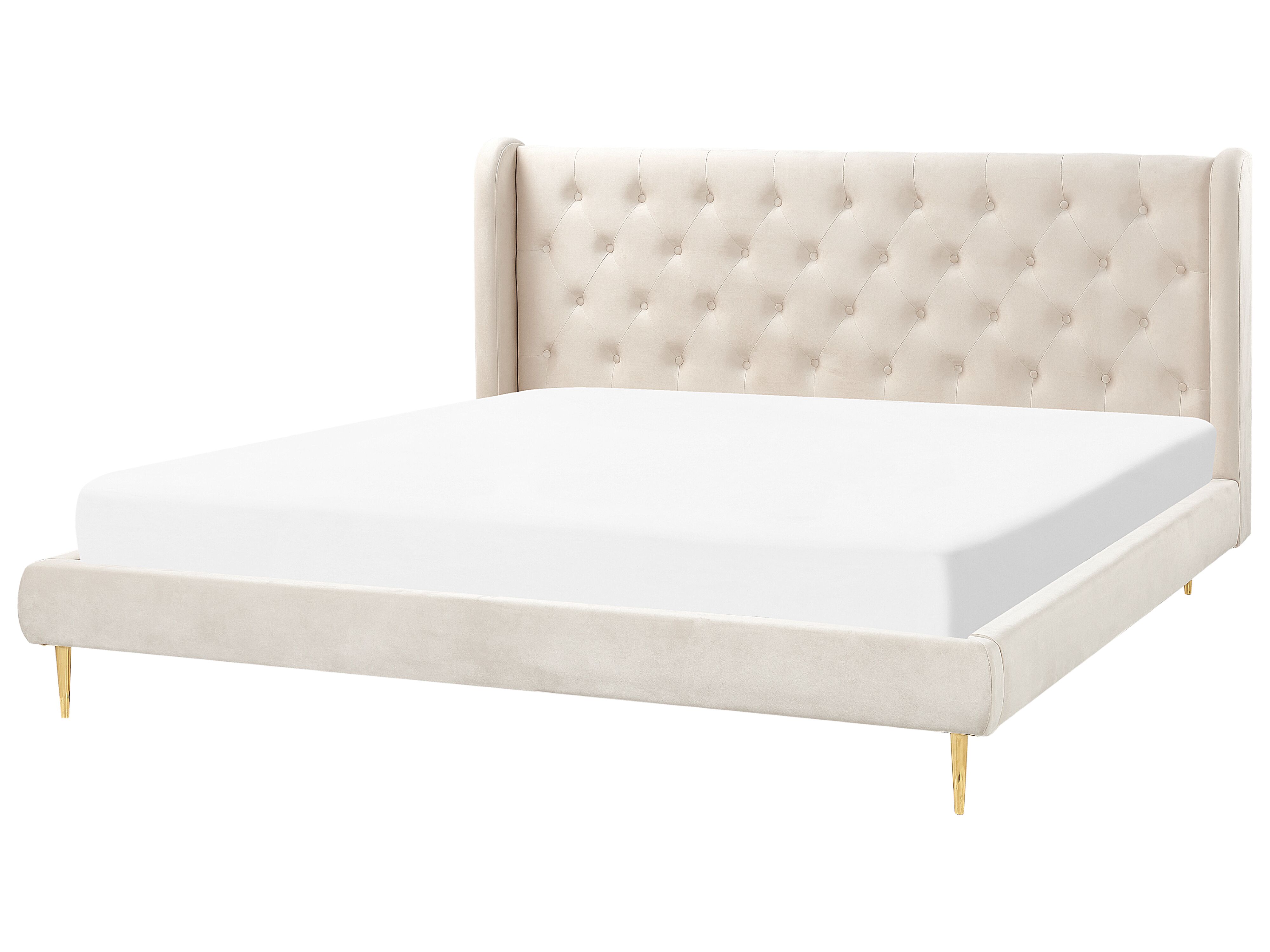 Bed Velvet FORBACH 180 x 200 cm (EU Super King) Beige