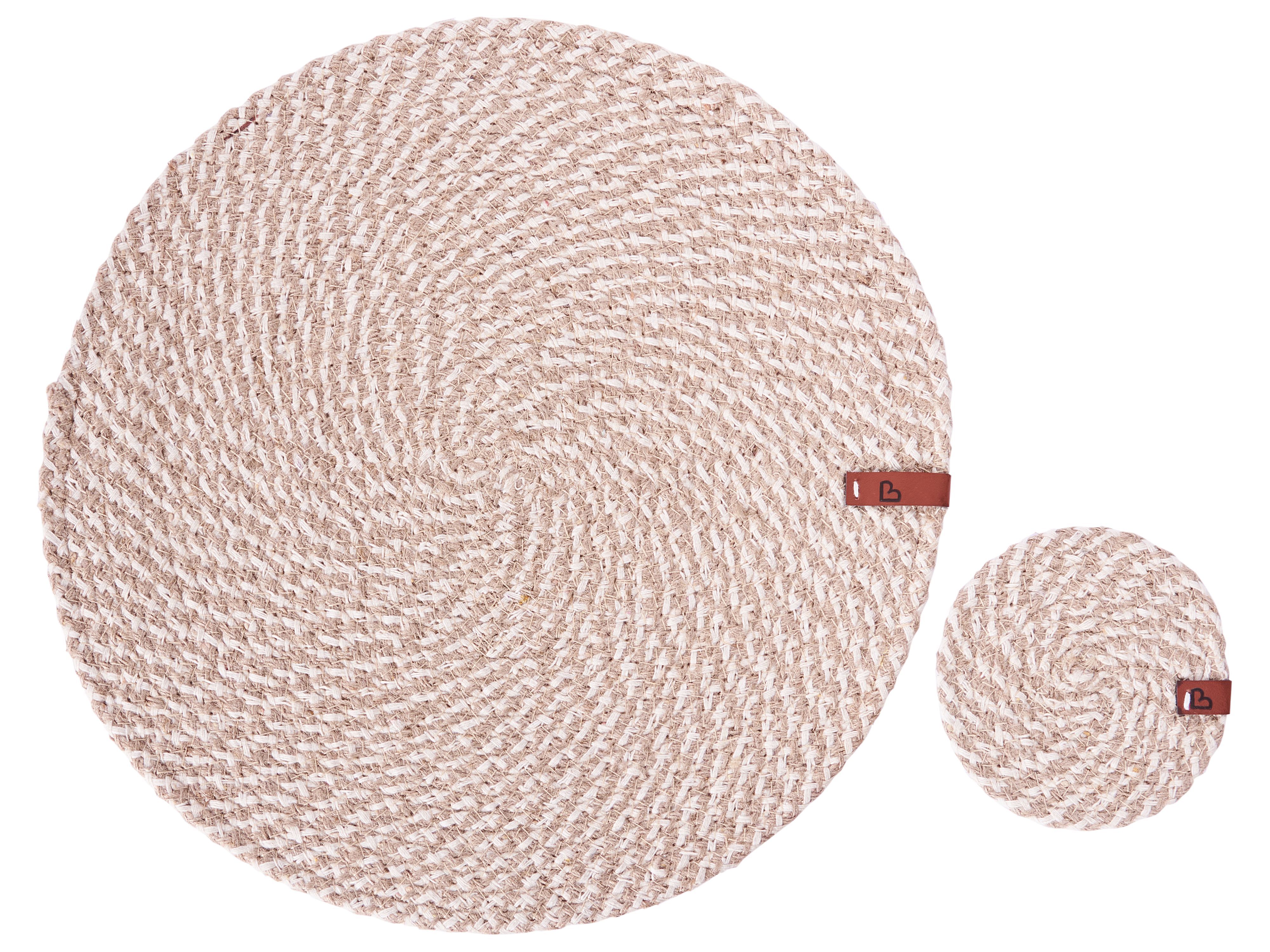 12 Piece Placemats and Coasters Set PIPTURUS Natural Jute