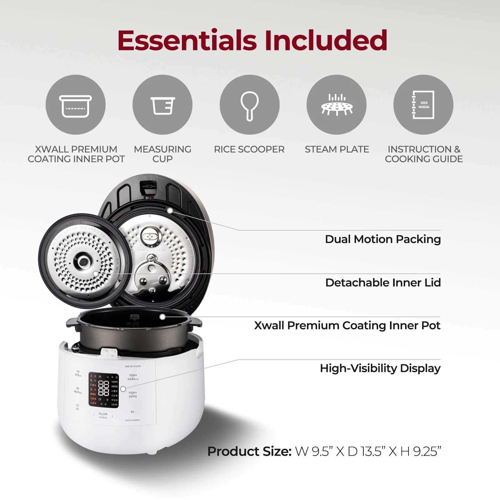 Cuckoo 6 Cup Dry, Twin Pressure Rice Cooker with Micom Logic Tech, Nonstick Pot, Warmer, 16 Menu Modes and Voice Guide
