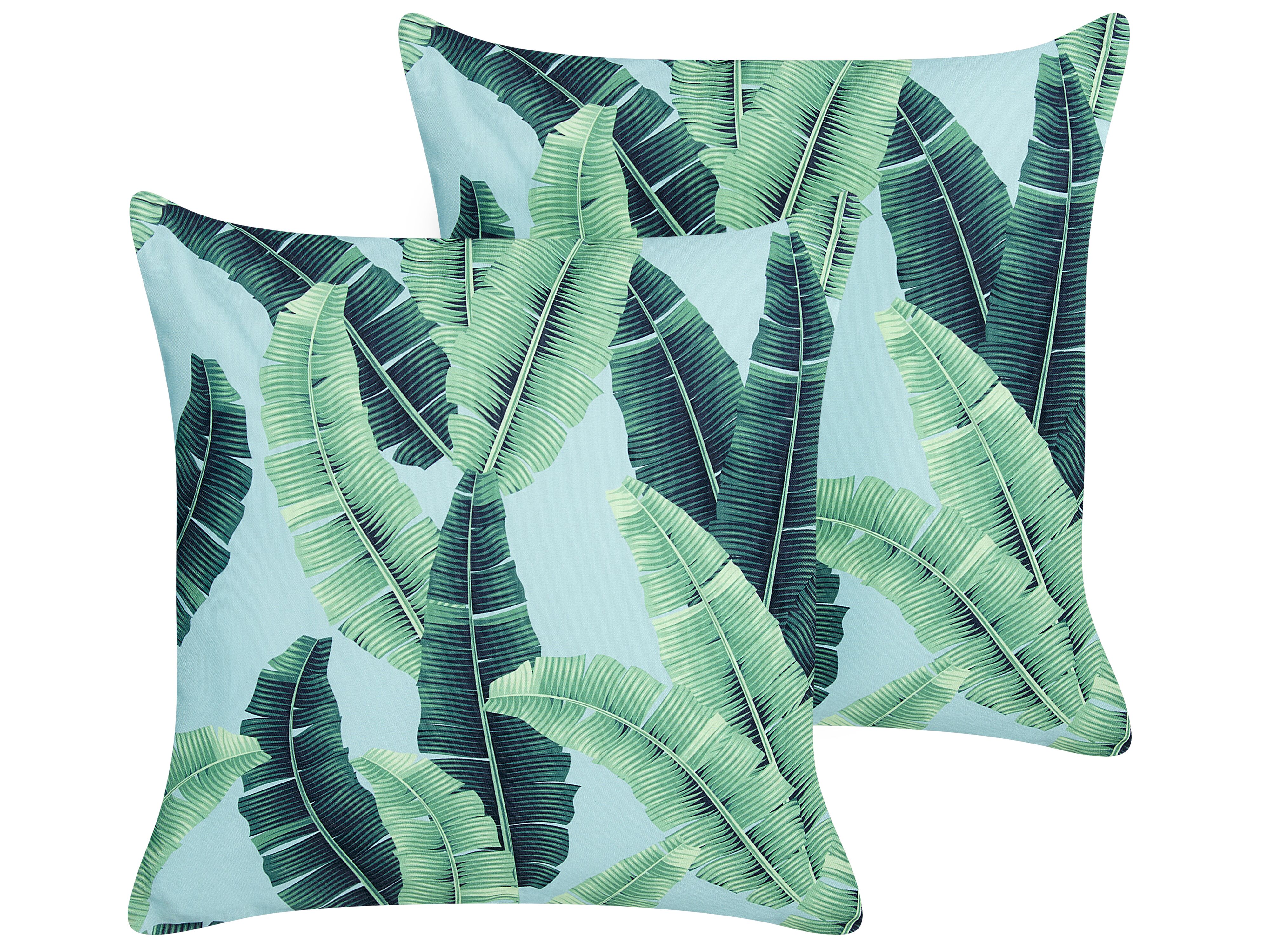 Set of 2 Outdoor Cushions BOISSANO Plant Pattern 45 x 45 cm Green