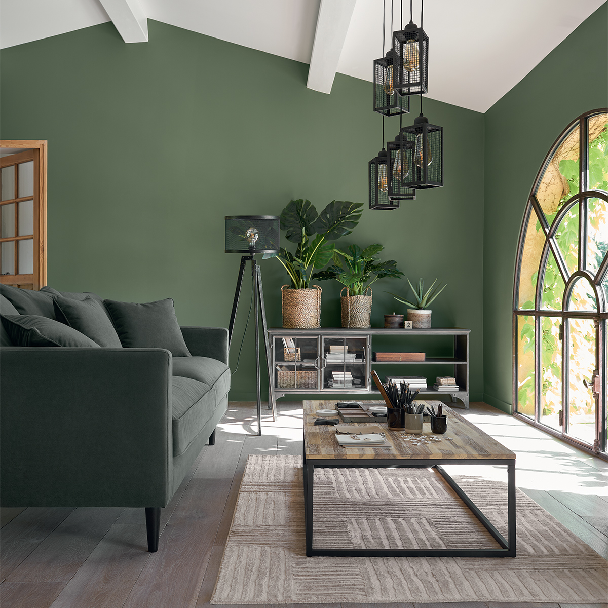 Velvet sofa "Candice" 3-seater, Khaki Green