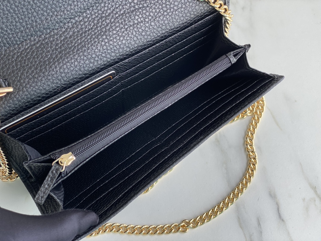 Replica Gucci Marmont Chain Wallet Beige/Black1:1High-quality replica