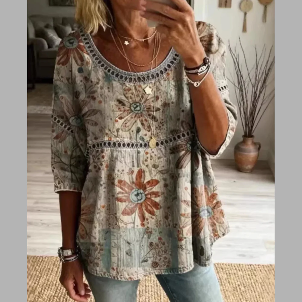 Full Size Hollow Out Round Neck Top Plus Size - ZKZOOK