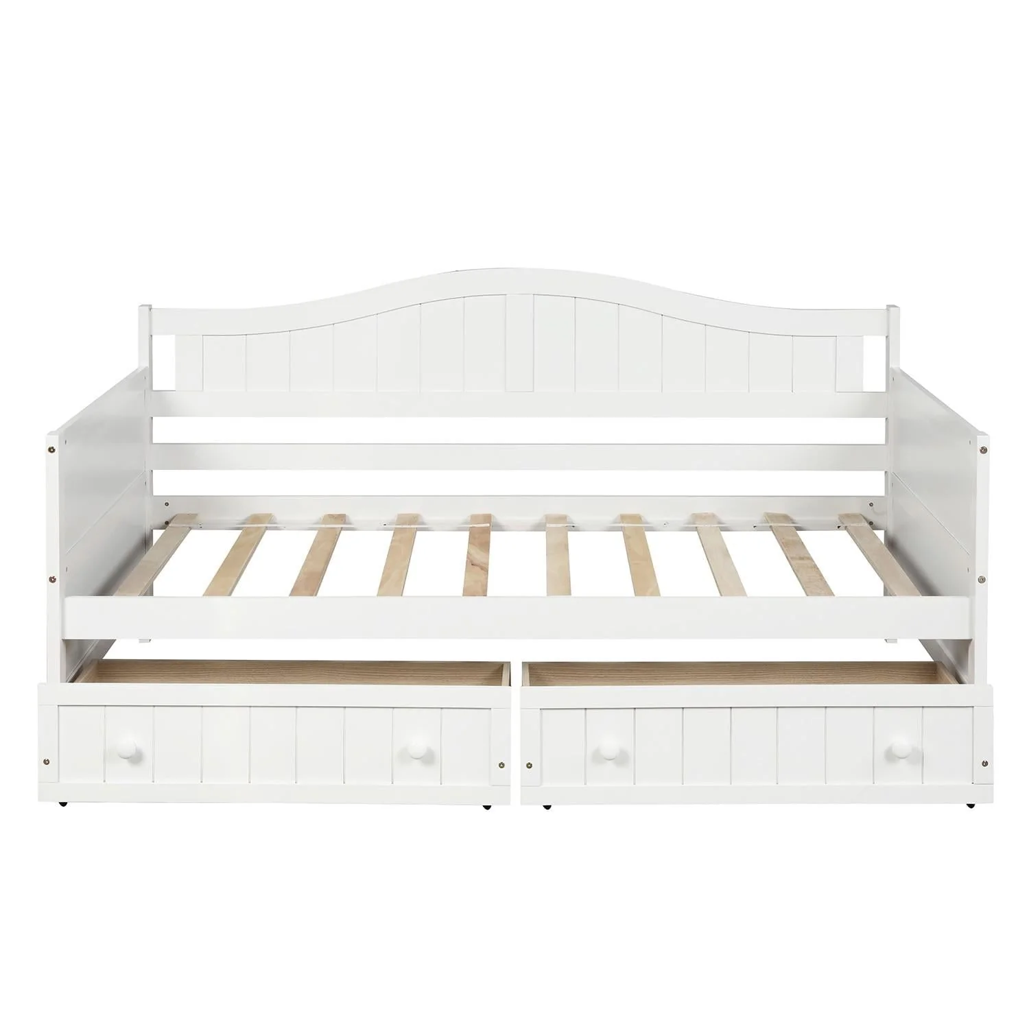 Twin Daybed with 2 Storage Drawers, Indoor Outdoor Sofa Day Bed Frame for Bedroom Living Room, White 78.2x42.3x35.4inch - Image 4