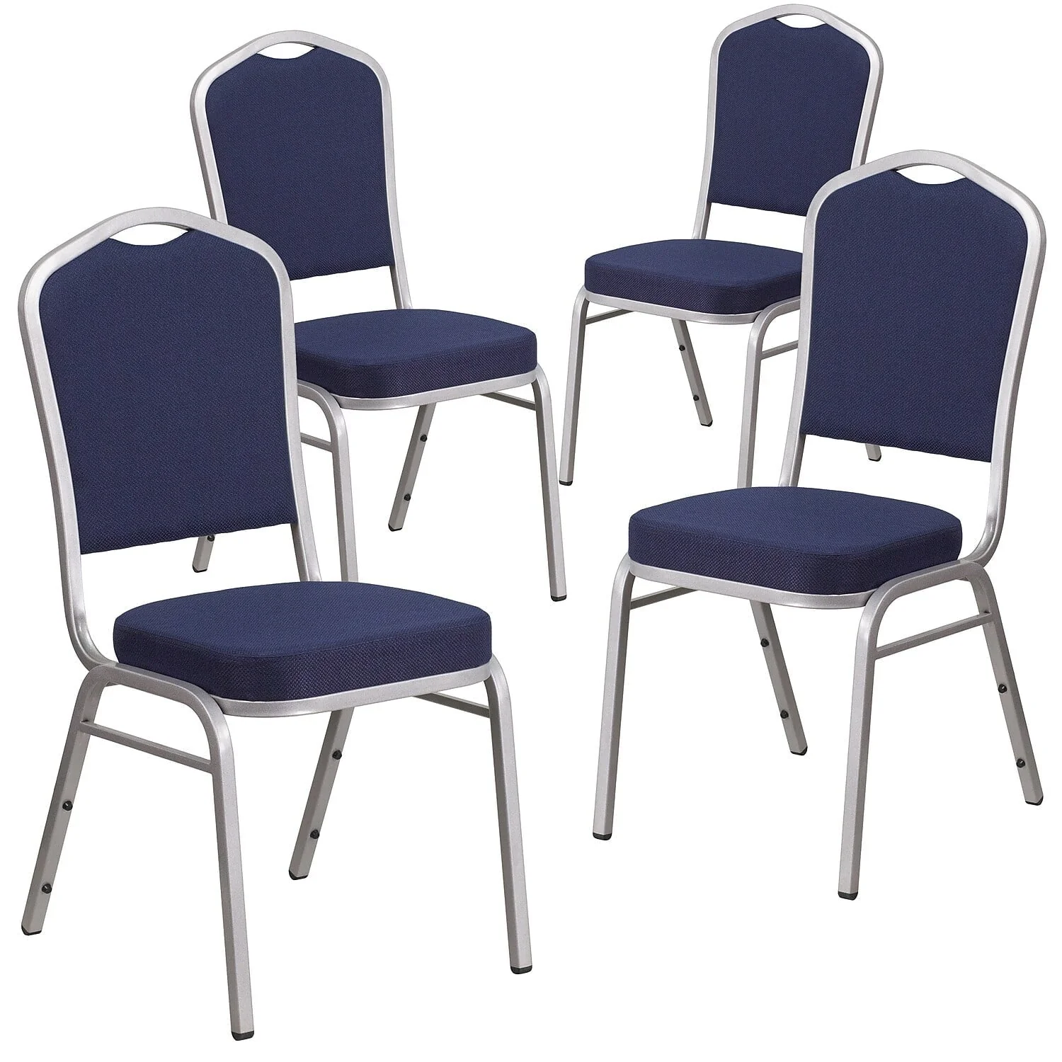 Flash Furniture 4 Pack HERCULES Series Crown Back Stacking Banquet Chair in Black Patterned Fabric - Gold Vein Frame - Image 37