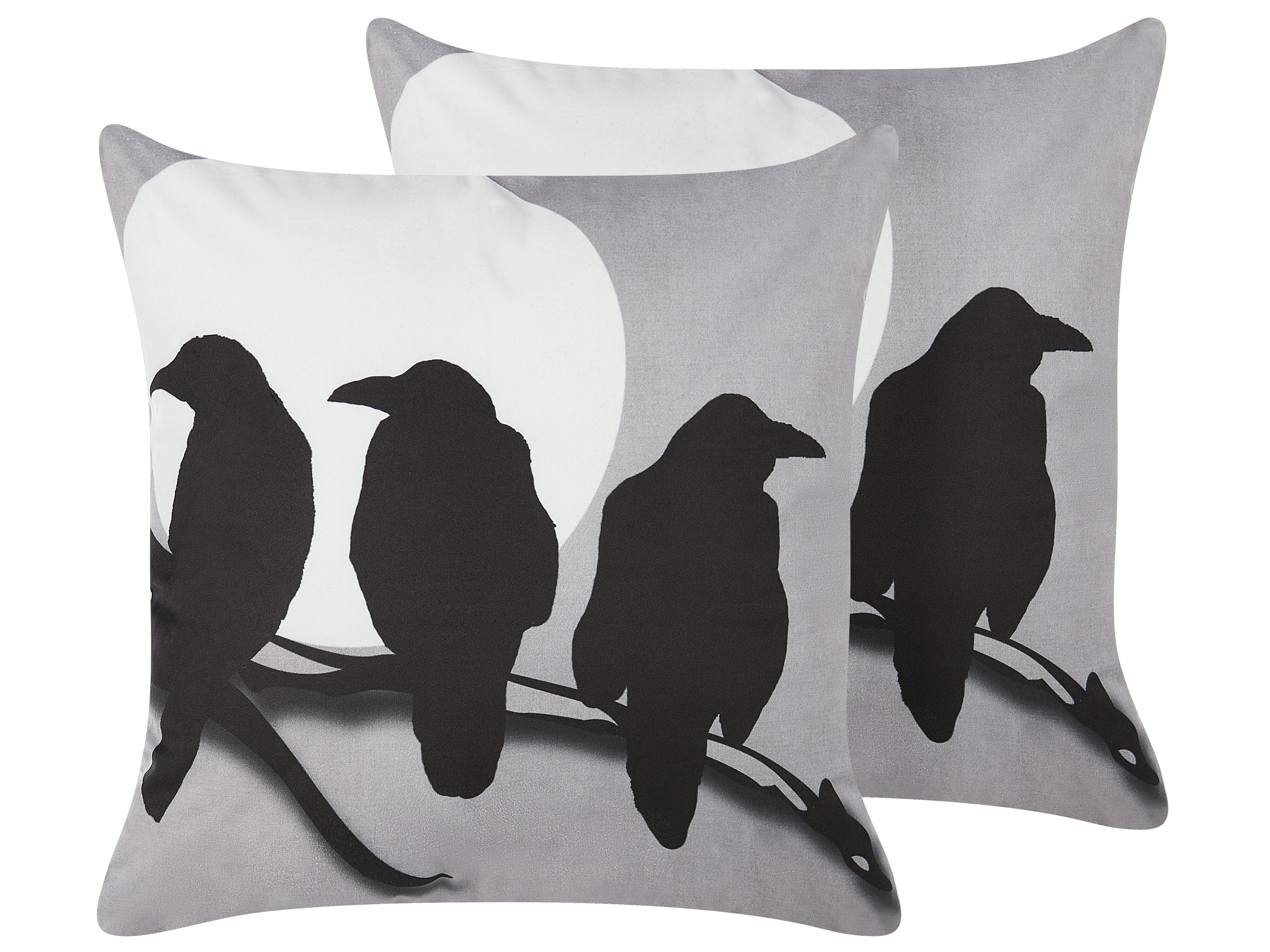 Set of 2 Decorative Cushions ORADEA Velvet 45 x 45 cm Grey Animal Pattern