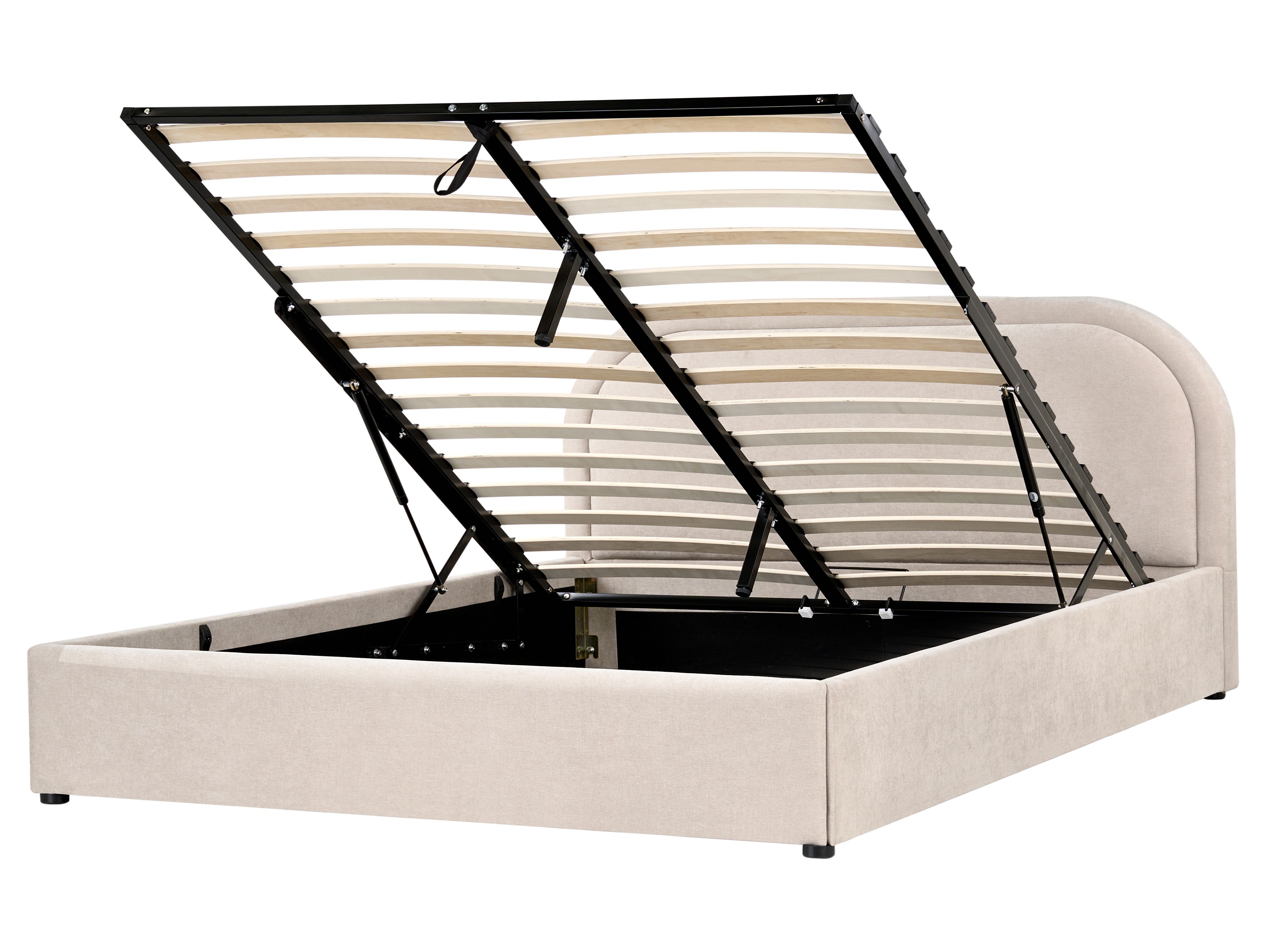 Ottoman Bed Chenille QUILLIEN 160 x 200 cm (EU King Size) Light Beige