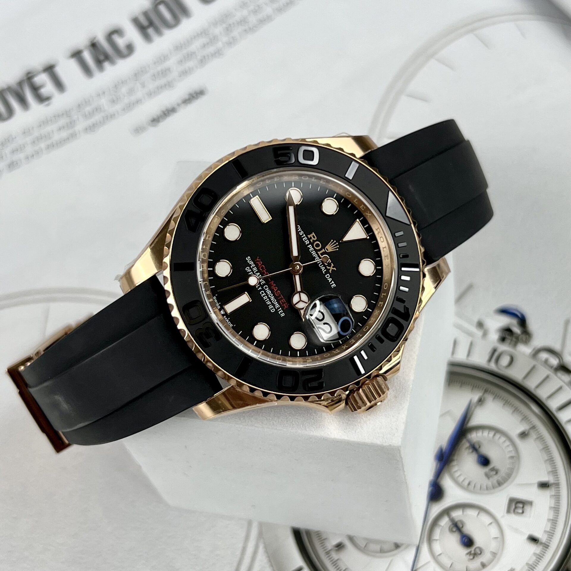 Rolex Yacht-Master 116655 Replica Watch Rose Gold Clean Factory 40mm - Elite Watch Atelier