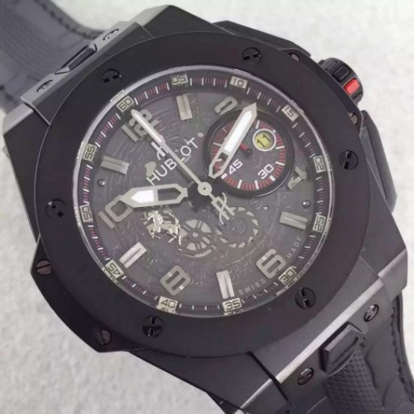 Replica Hublot Big Bang Ferrari Limited Edition PVD Black Dial Black Rubber Strap A7753 - Elite Watch Atelier