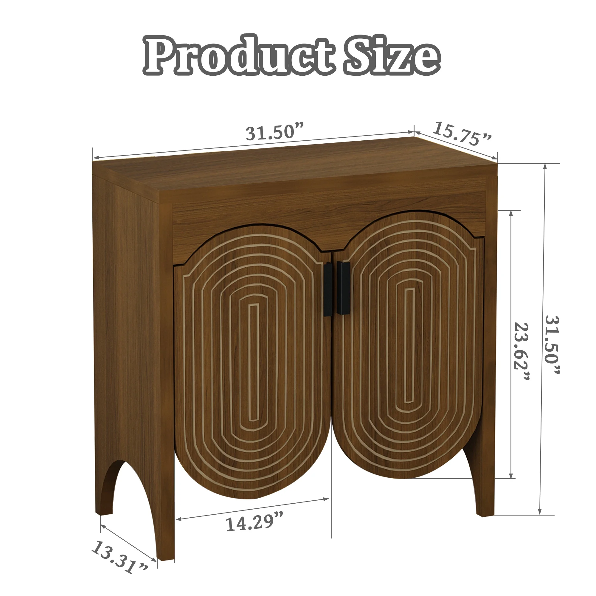 LEFHDA 2PCS Buffet Cabinet, Sideboard Cabinet with Storage, Accent Storage Cabinet with Carved Arc Door Design for Kitchen Dining Room, 2 Doors Buffet Cabinet with Adjustable Shelves - Image 8