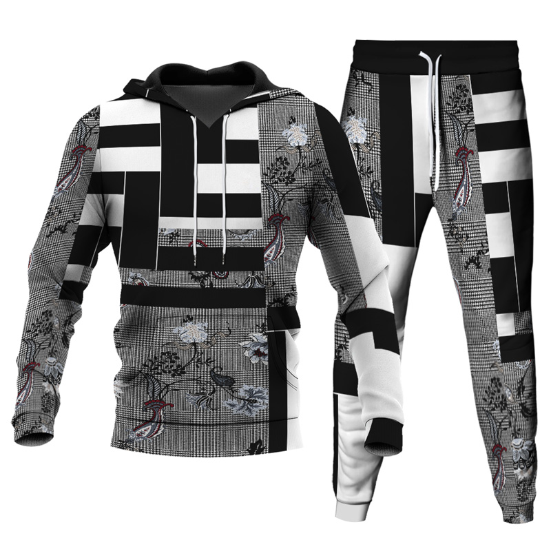 Men's Personalized Printed Hoodie Set 009